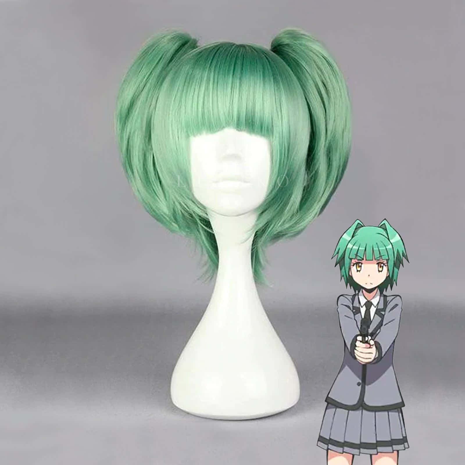 Kaede Kayano, vibrant green double-bun wig, mannequin head, HD Desktop Wallpaper