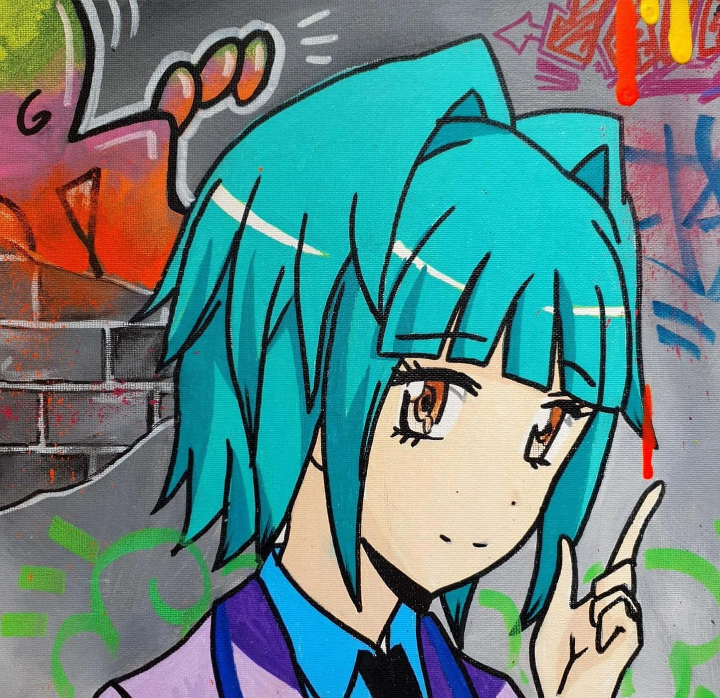 Kaede Kayano, teal-haired, cat ears, HD Desktop Wallpaper