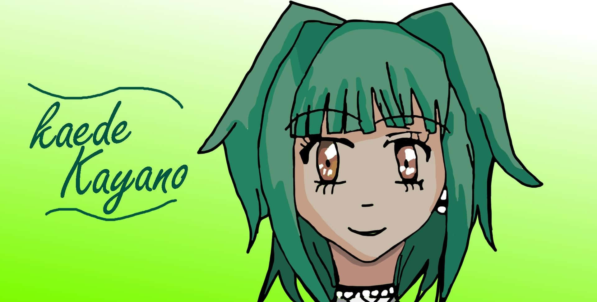 Kaede Kayano, green pigtails, brown eyes, Full HD Desktop Wallpaper