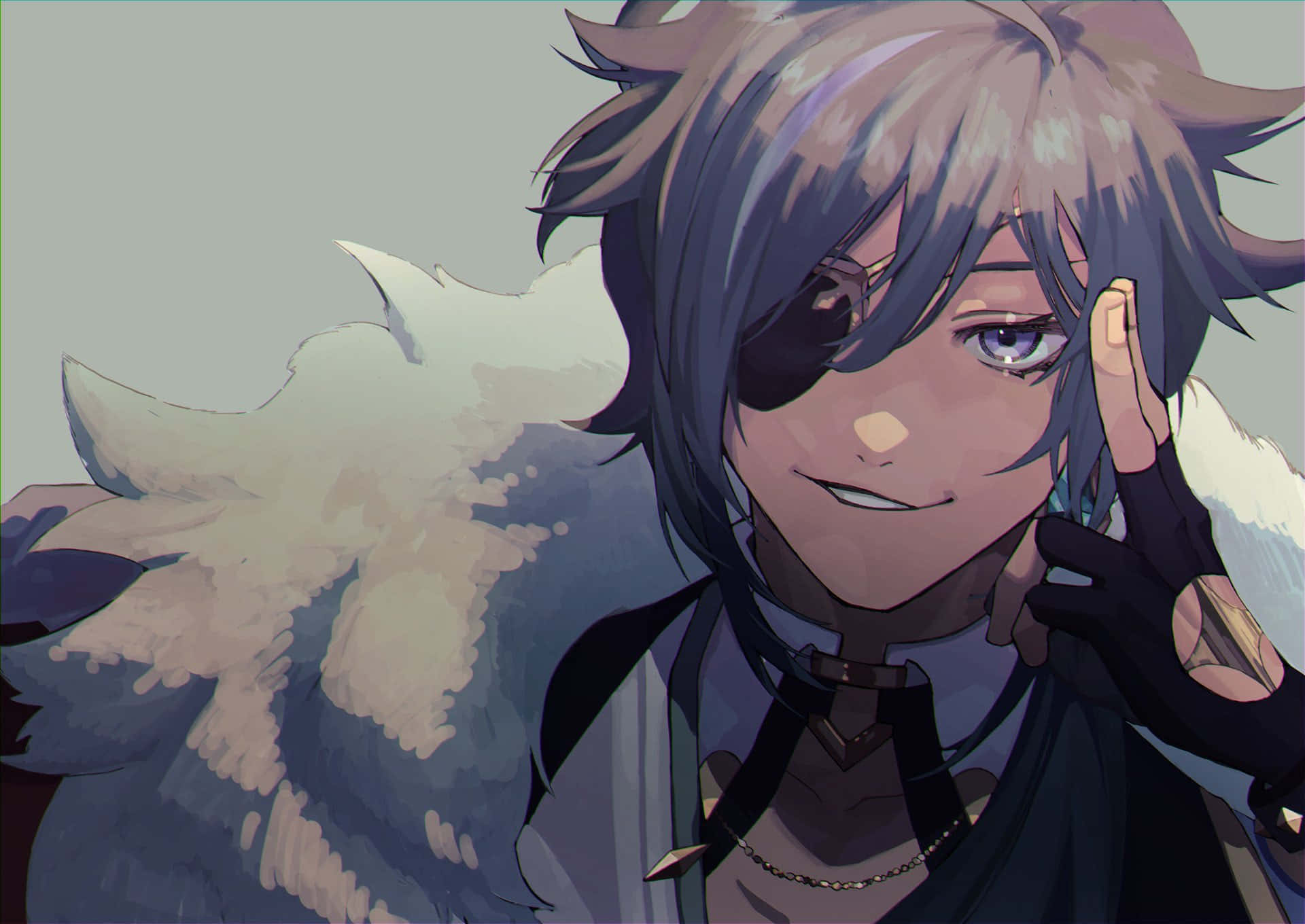 Kaeya, gray hair, eyepatch, Full HD Desktop Wallpaper
