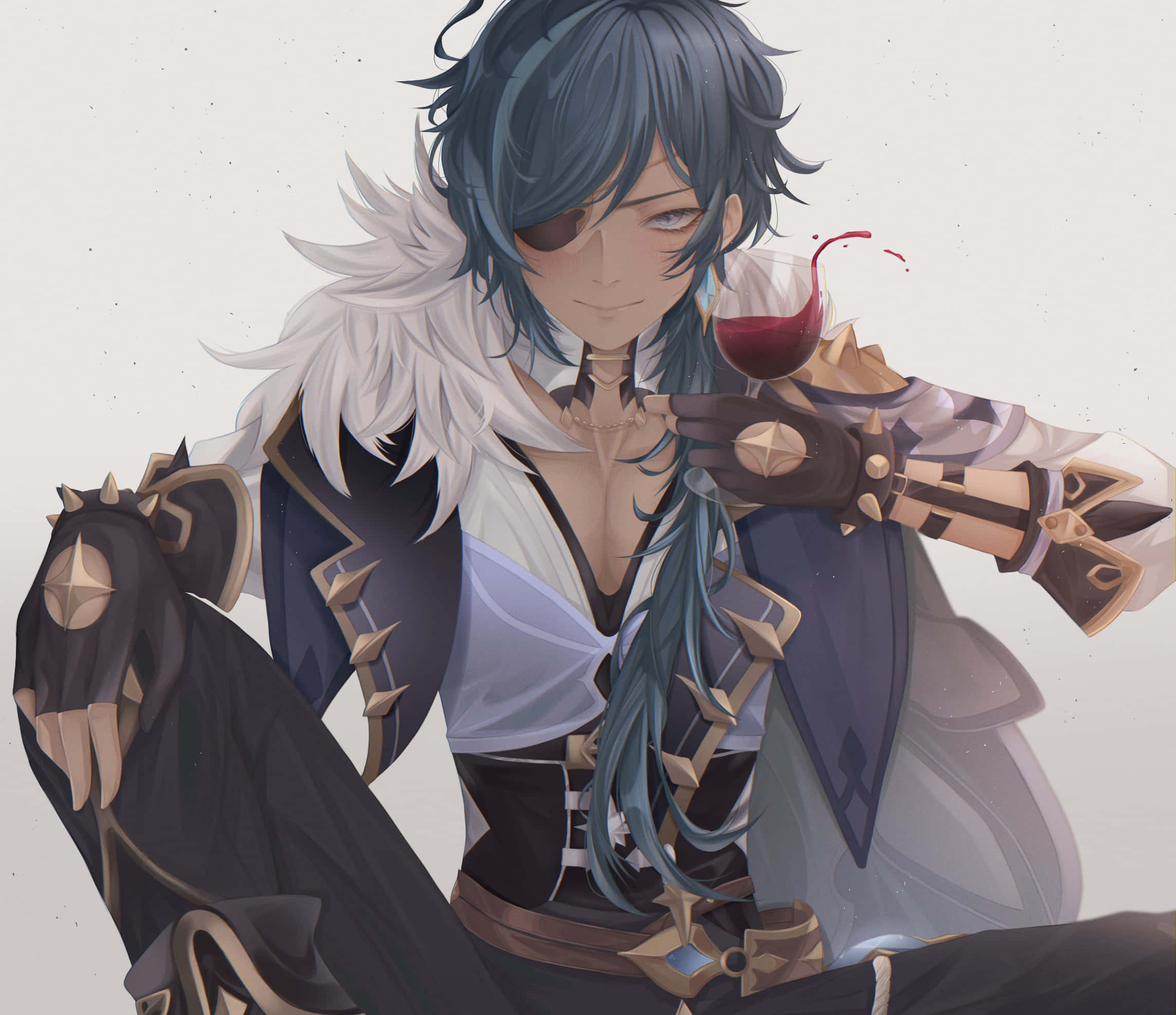 Kaeya, blue hair, eyepatch, Full HD Desktop Wallpaper