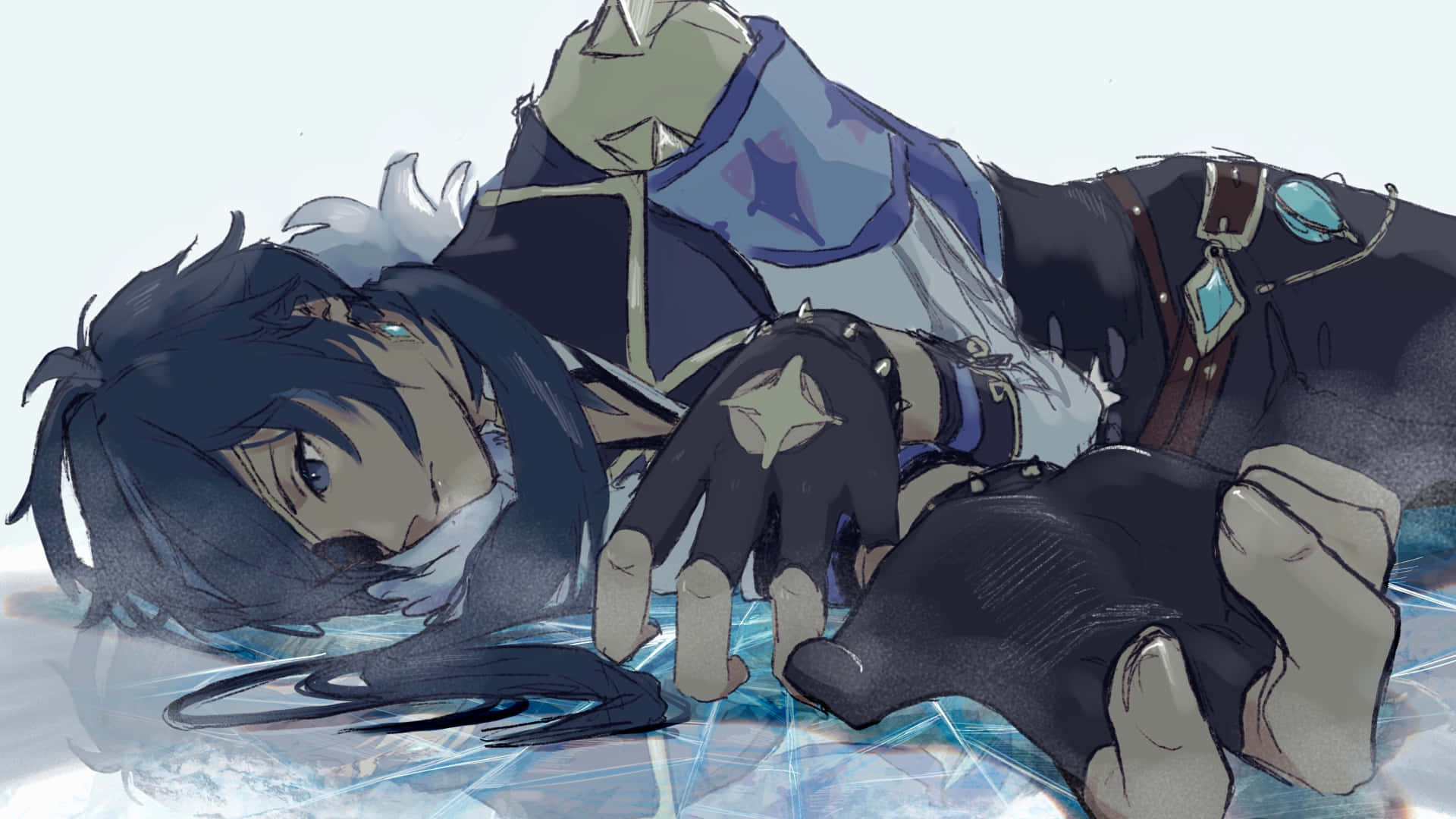 Kaeya, anime characters, icy ground, Full HD Desktop Wallpaper