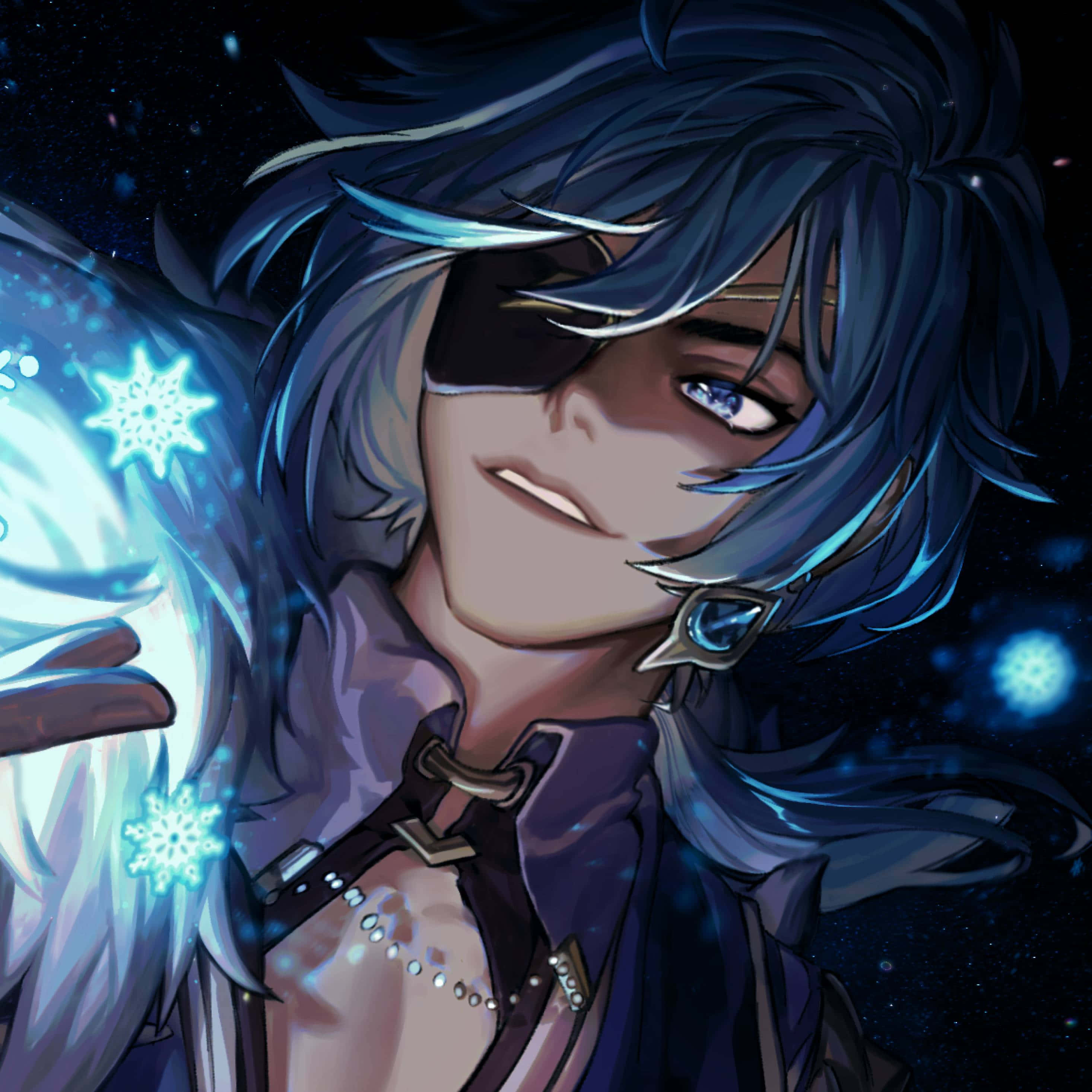 Kaeya, blue-haired anime character, blindfold, 2K Desktop Wallpaper