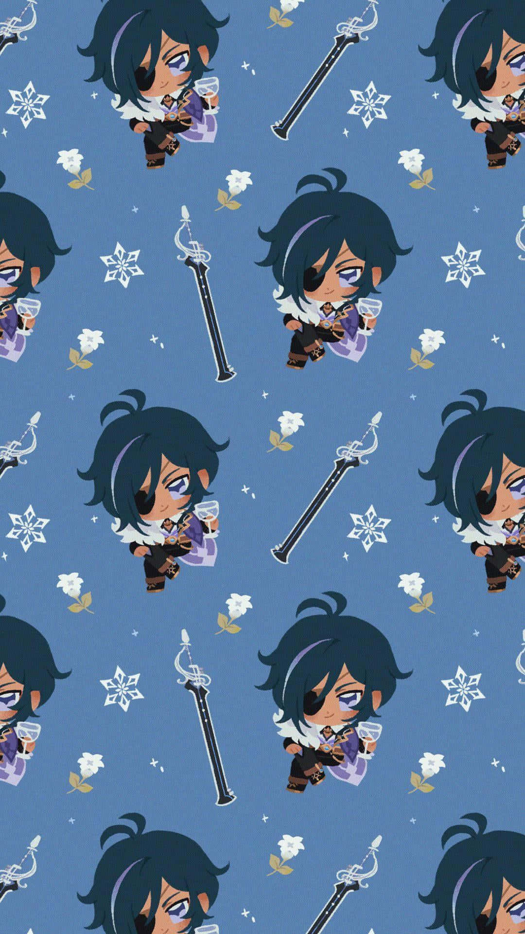 Kaeya, chibi anime character, dark hair, Full HD Phone Wallpaper