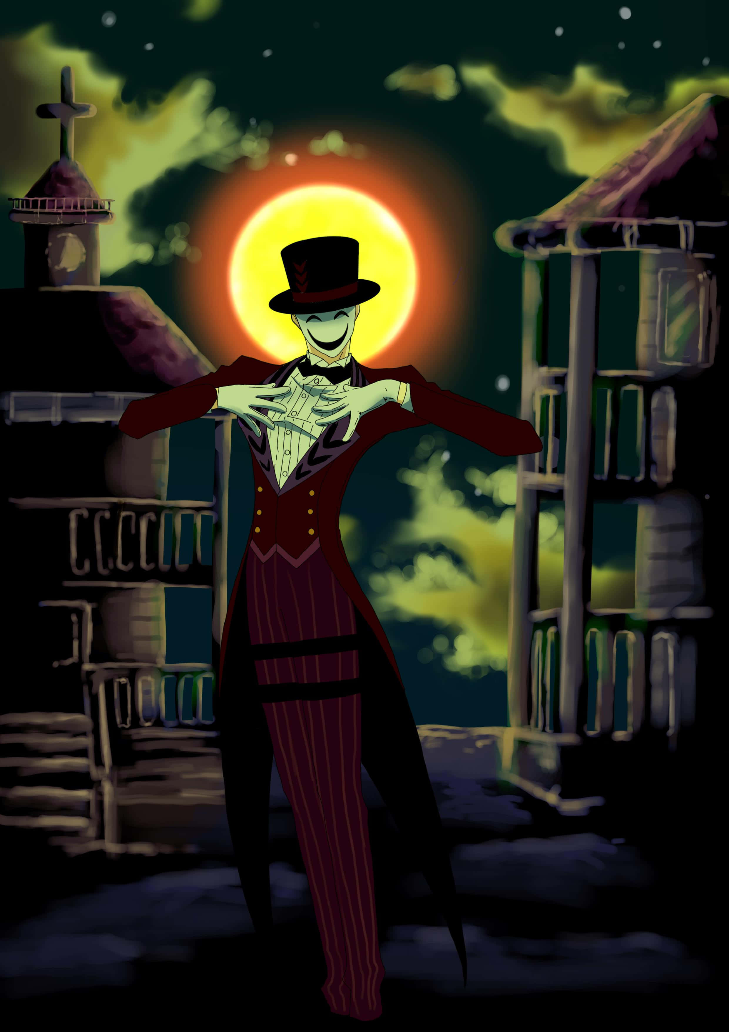 Kagetane Hiruko, top hat, red pinstripe suit, 2K Phone Wallpaper