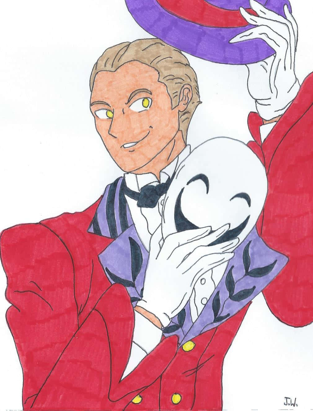 Kagetane Hiruko, red suit, white mask, HD Phone Wallpaper