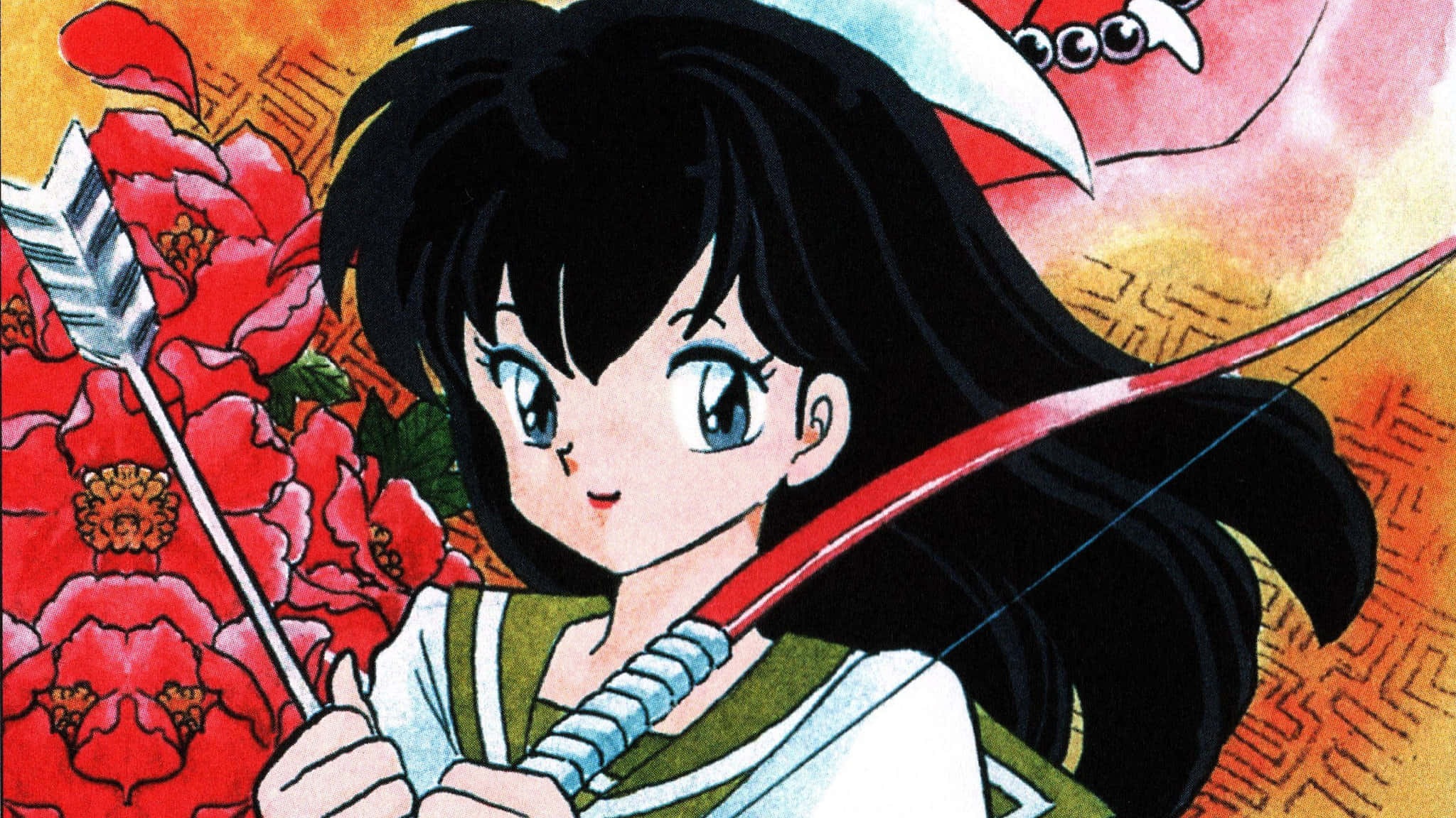 Kagome Higurashi, black hair, blue eyes, Full HD Desktop Wallpaper