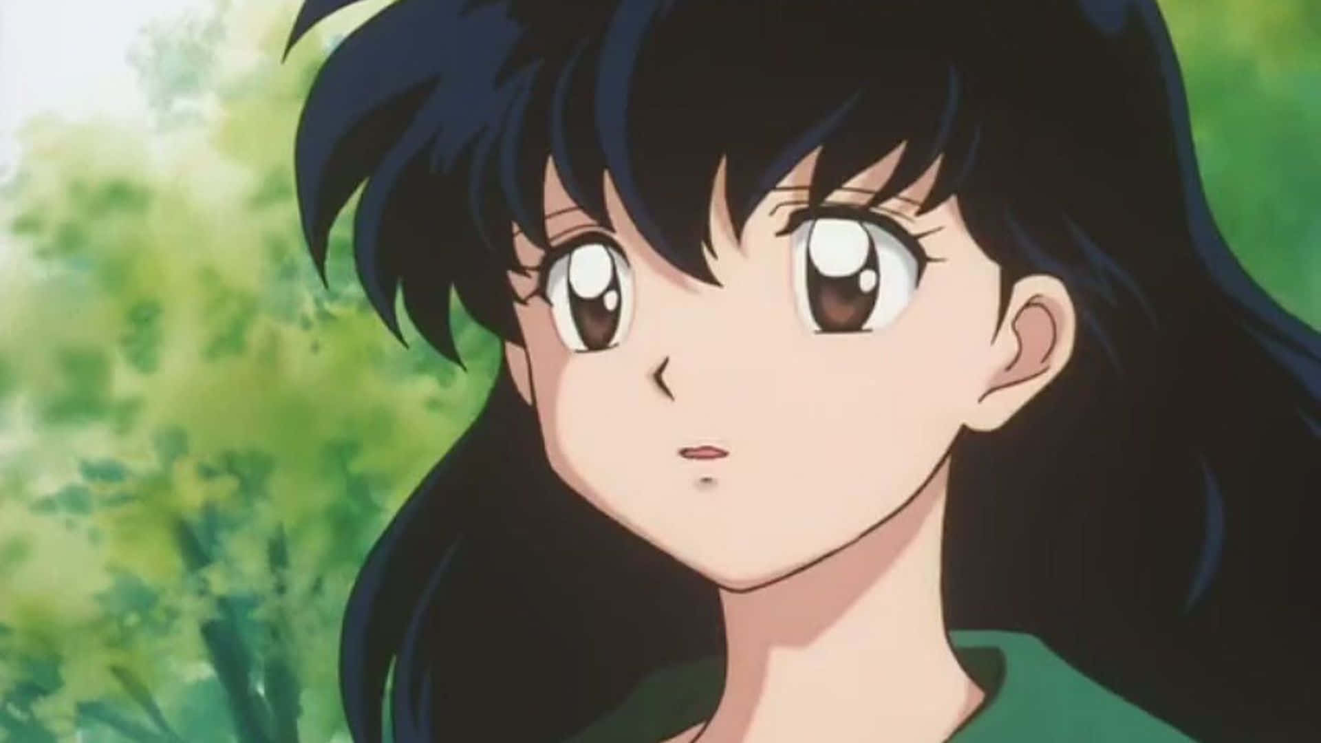 Kagome Higurashi, long black hair, wide brown eyes, Full HD Desktop Wallpaper