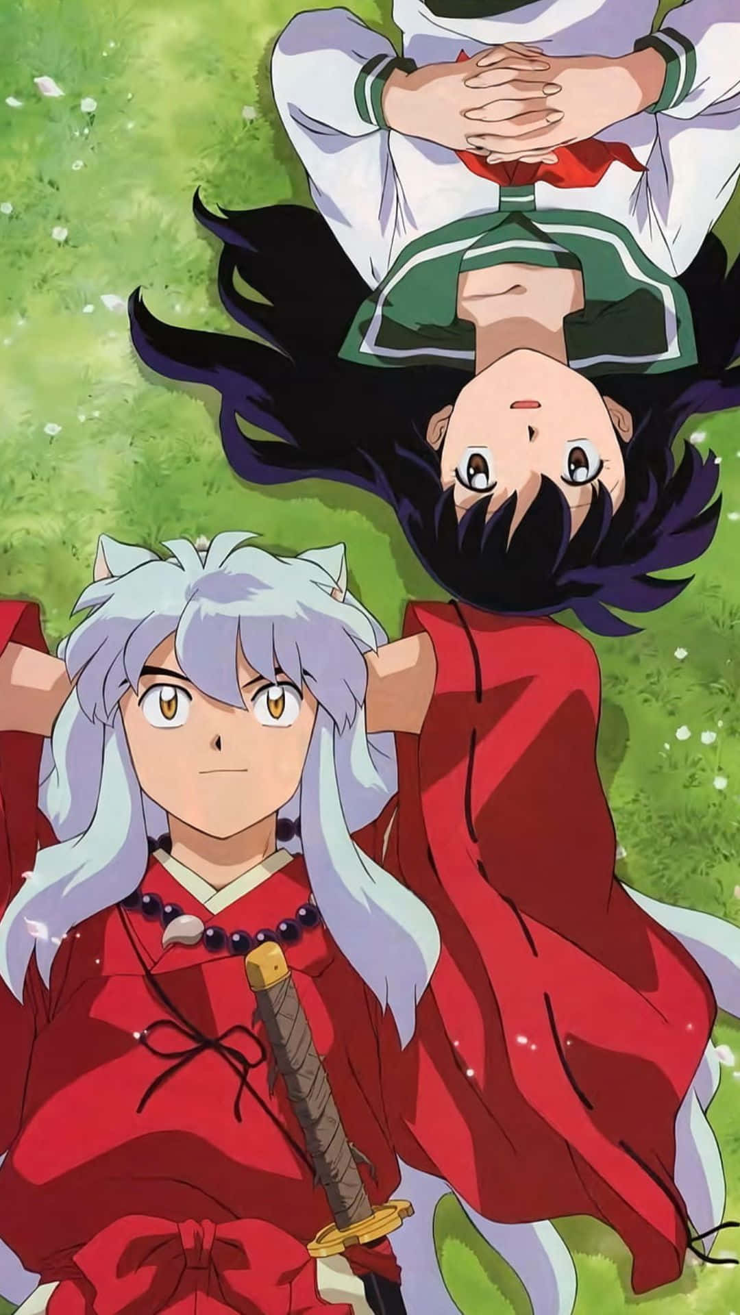 Kagome Higurashi, red and green outfits, swords, Full HD Phone Wallpaper