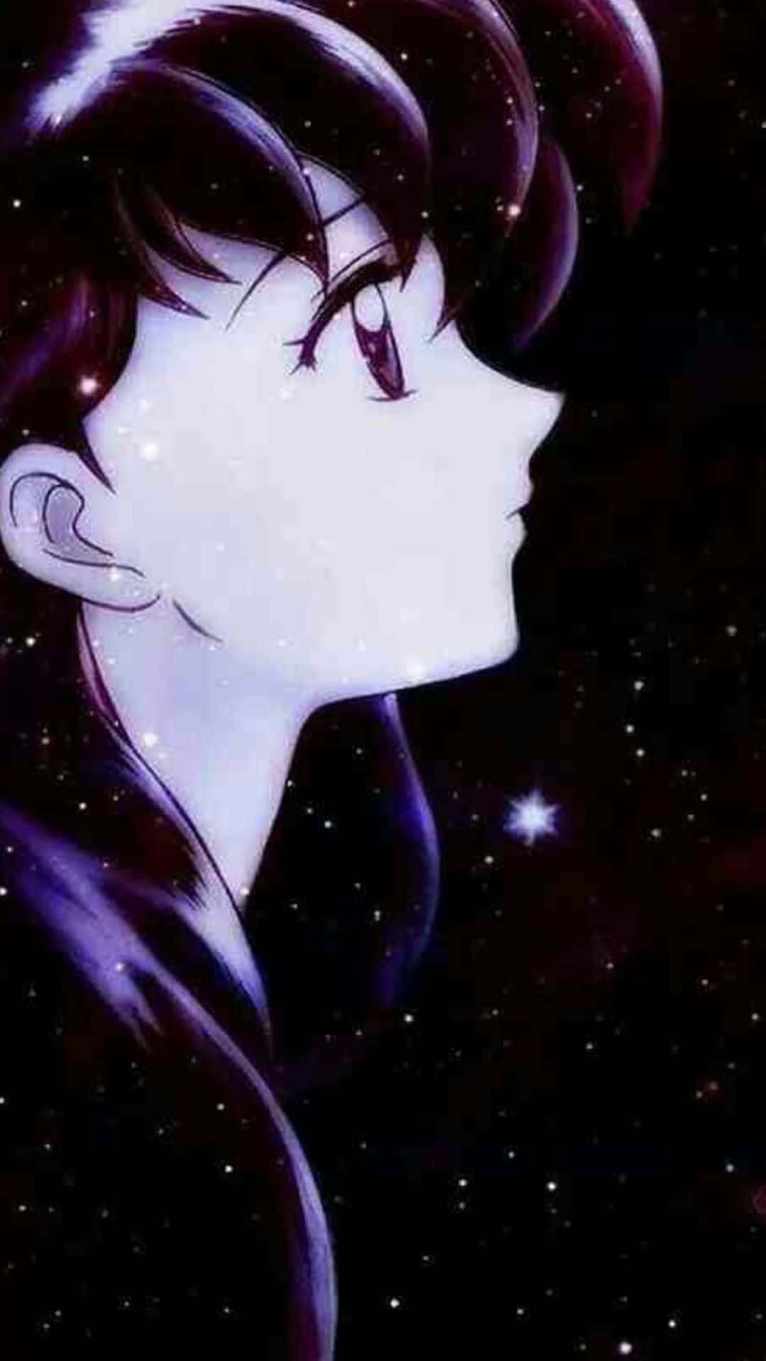 Kagome Higurashi, traditional kimono, starry cosmic night sky, Full HD Phone Wallpaper