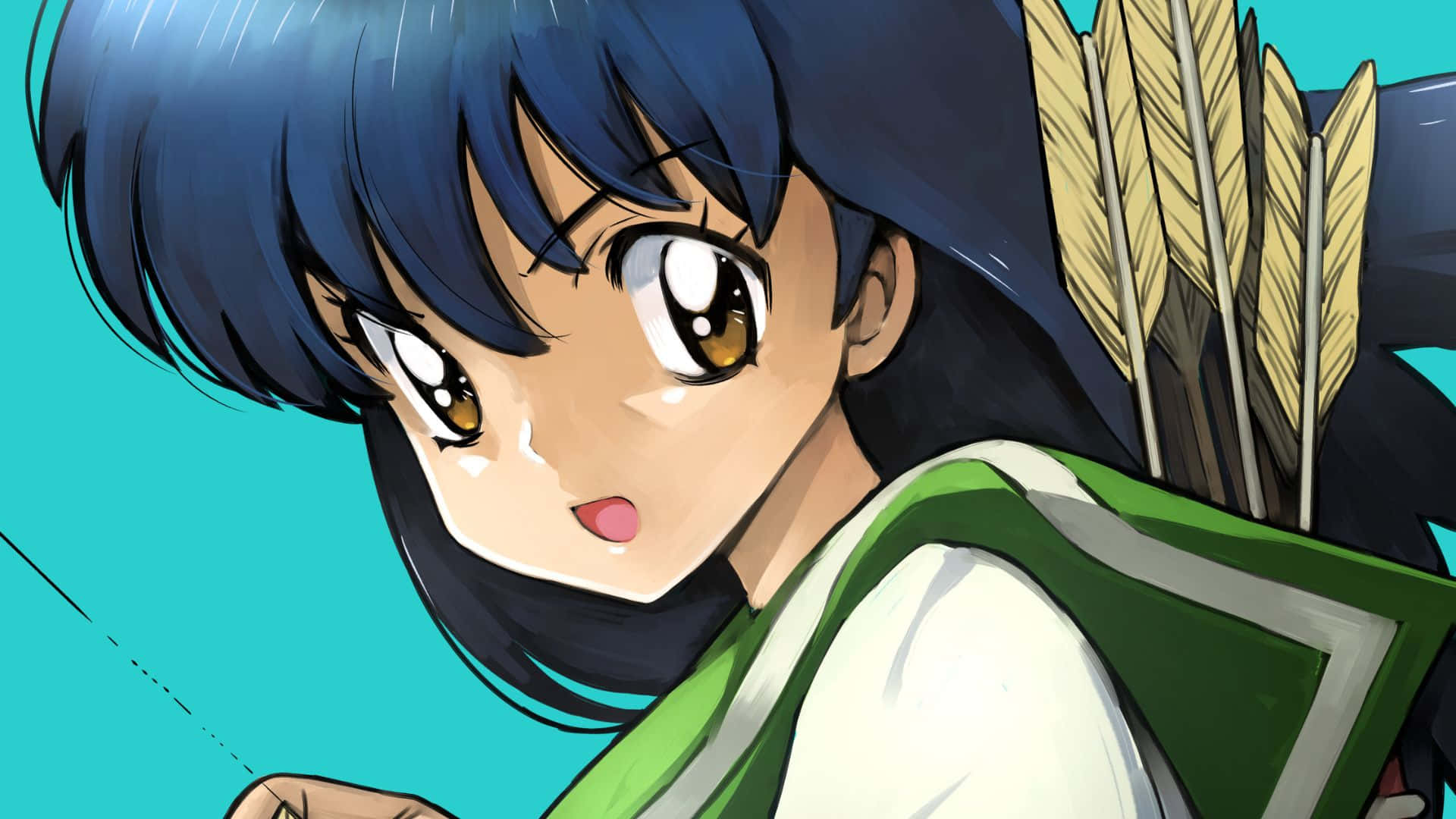 Kagome Higurashi, blue hair, brown eyes, Full HD Desktop Wallpaper