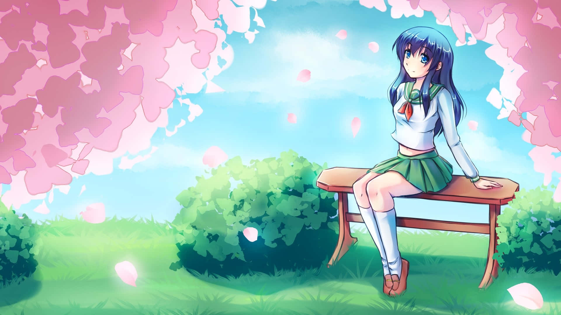 Kagome Higurashi, blue-haired, school uniform, Full HD Desktop Wallpaper