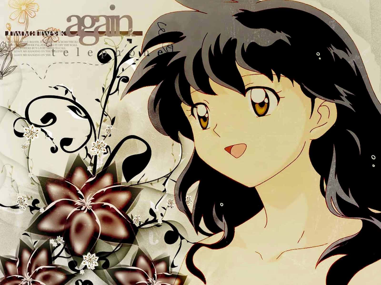 Kagome Higurashi, black hair, golden eyes, HD Desktop Wallpaper