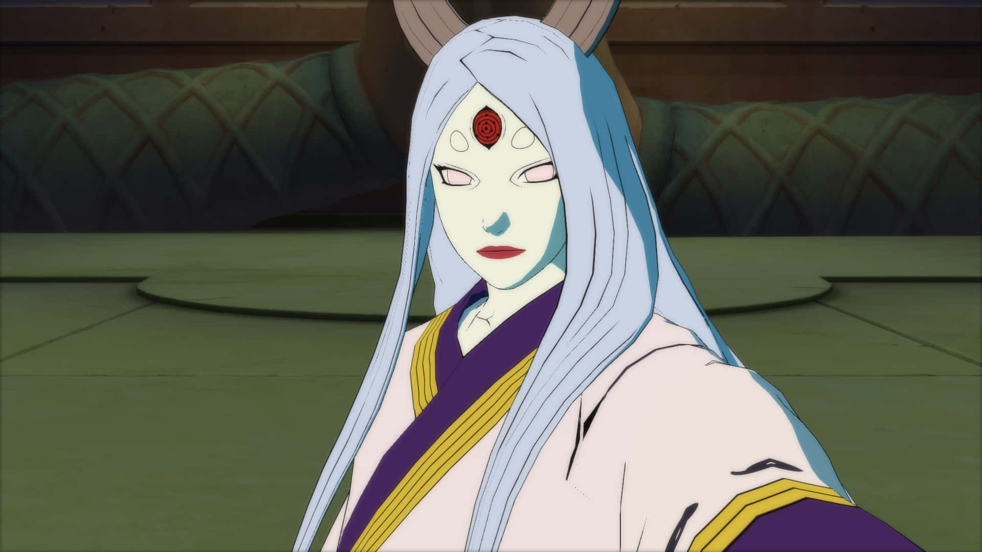 Kaguya Otsutsuki, silver hair, red spiral mark on forehead, Full HD Desktop Wallpaper