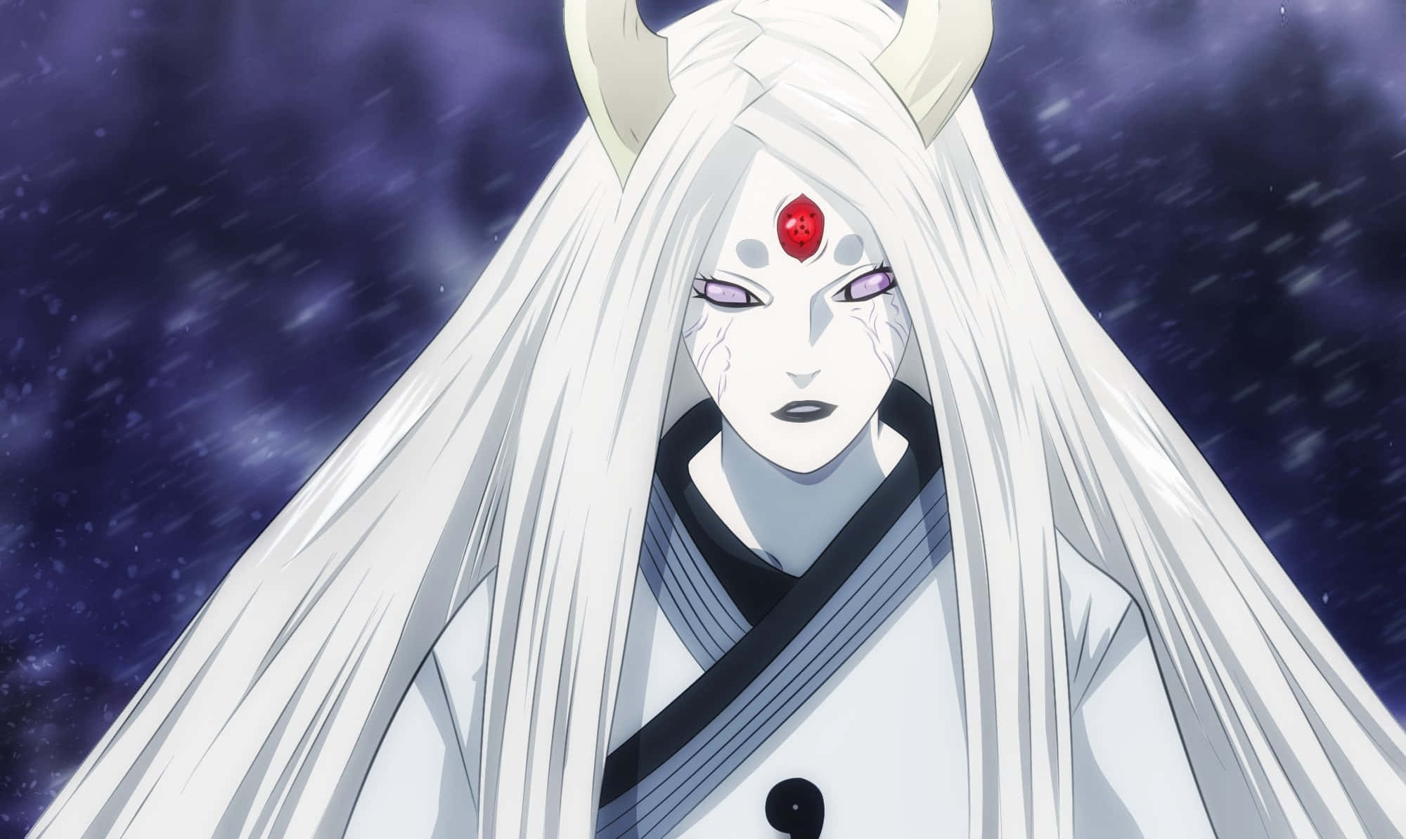 Kaguya Otsutsuki, long white hair, red forehead marking, Full HD Desktop Wallpaper
