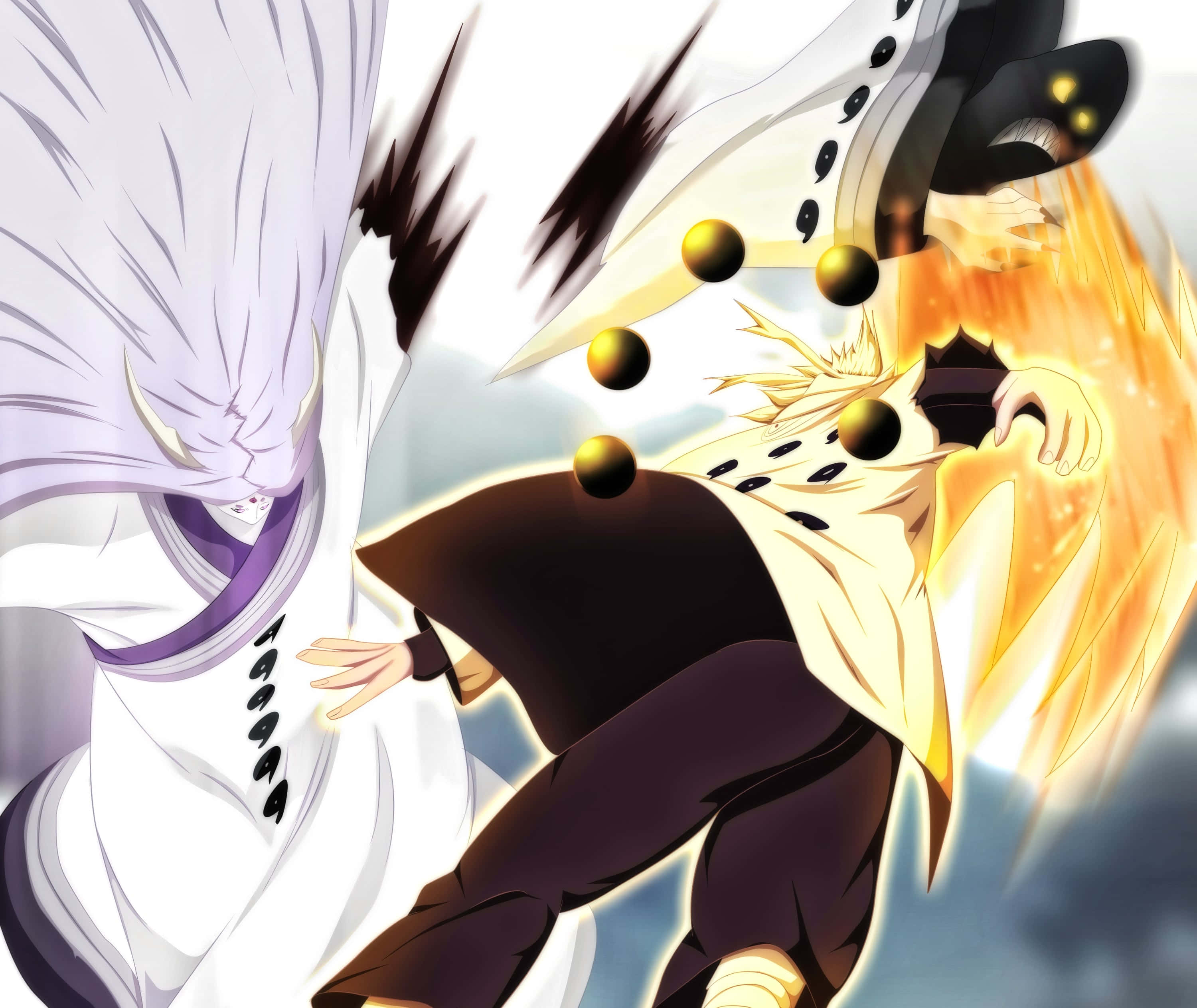 Kaguya Otsutsuki, glowing orbs, dynamic motion lines, 2K Desktop Wallpaper