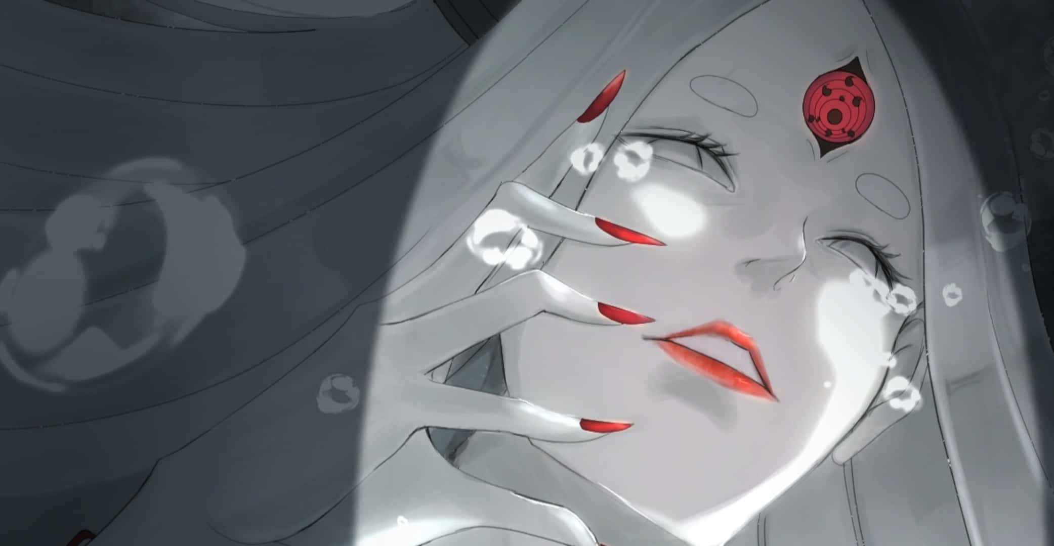 Kaguya Otsutsuki, red eyes, red nails, Full HD Desktop Wallpaper
