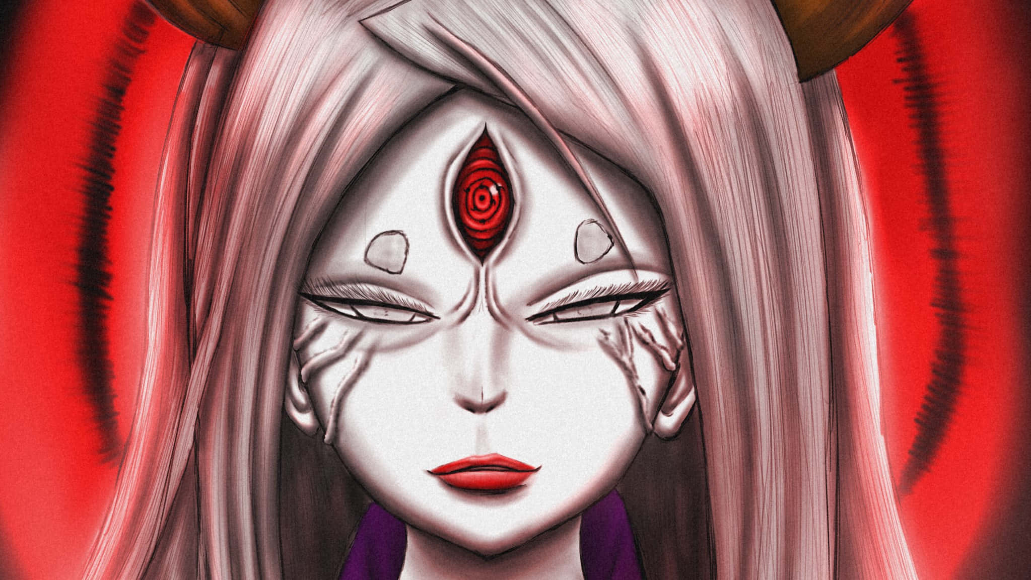 Kaguya Otsutsuki, red spiral eye, pink hair, Full HD Desktop Wallpaper