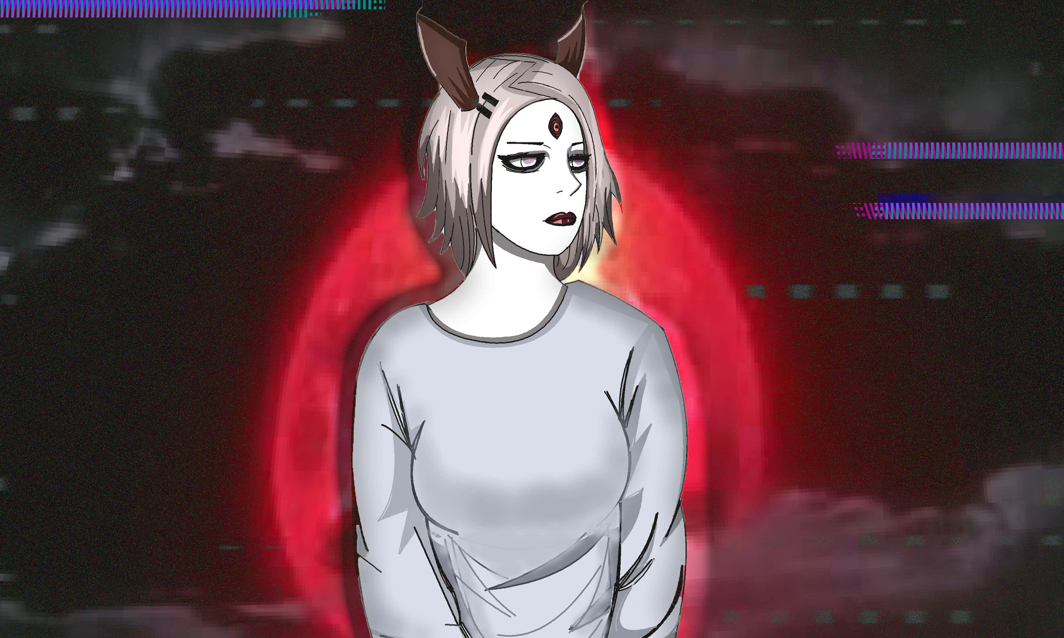 Kaguya Otsutsuki, fox ears, red eye, 2K Desktop Wallpaper