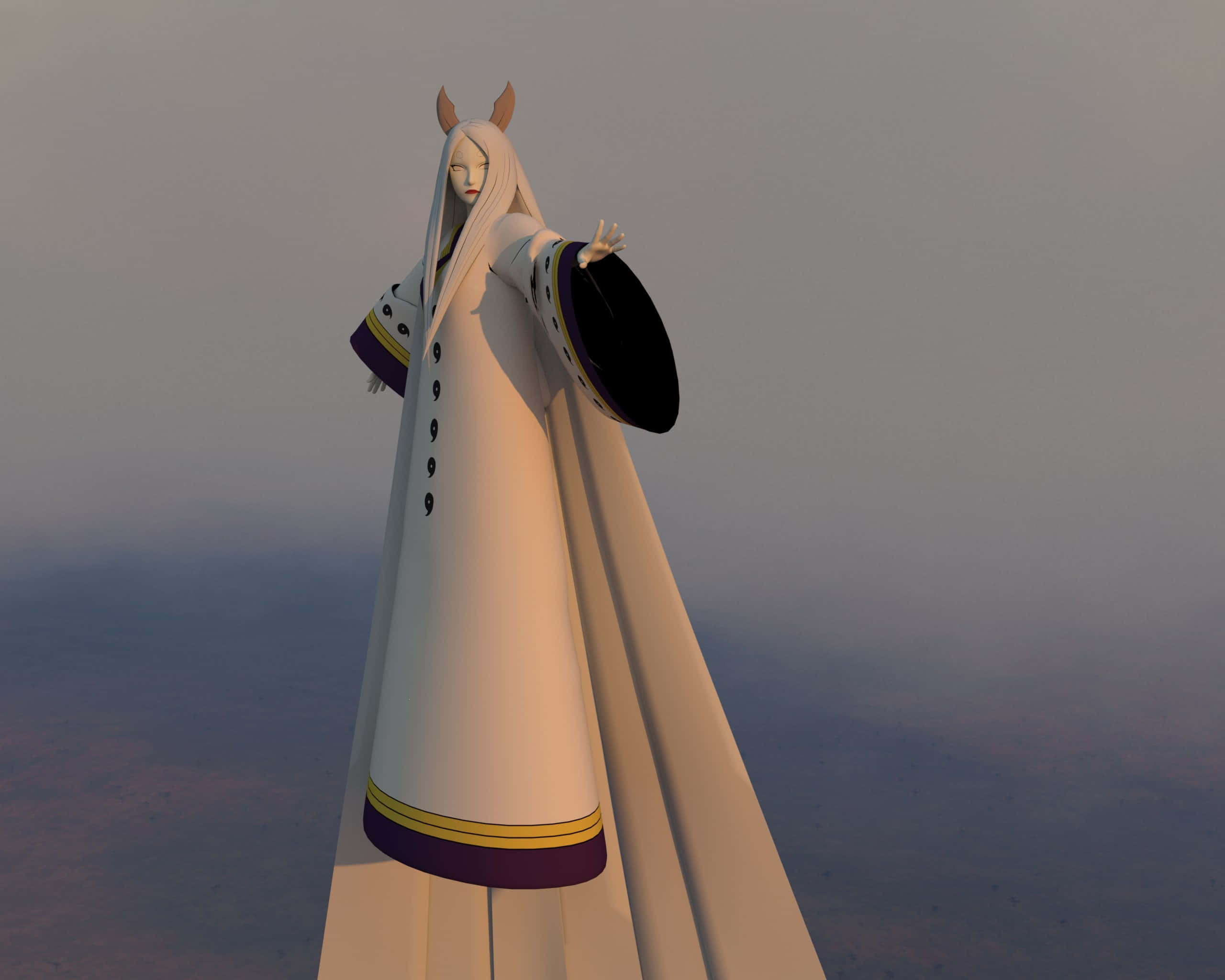 Kaguya Otsutsuki, long white hair, deer-like ears, 2K Desktop Wallpaper