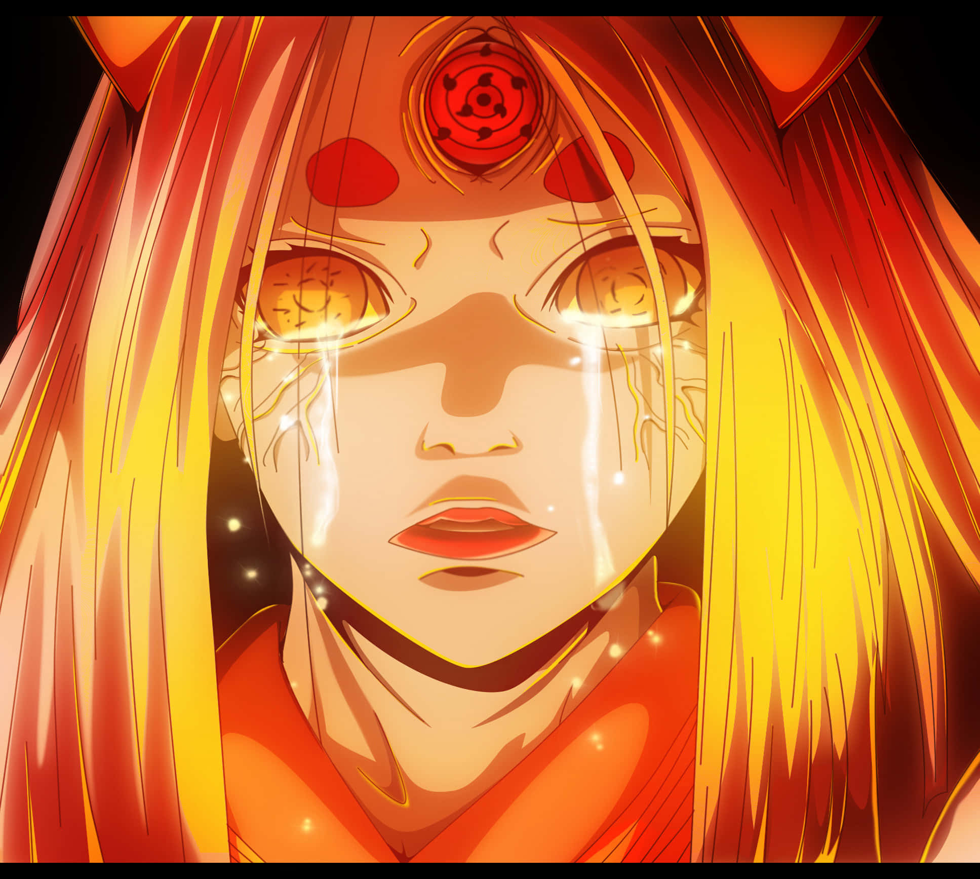 Kaguya Otsutsuki, red seal, fiery-haired, Full HD Desktop Wallpaper