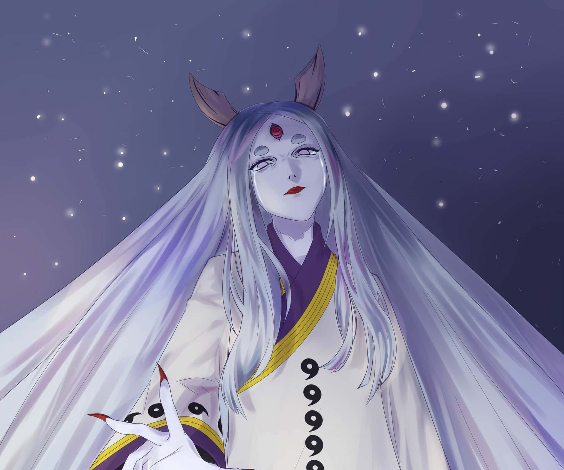 Kaguya Otsutsuki, silver hair, fox ears, Full HD Desktop Wallpaper