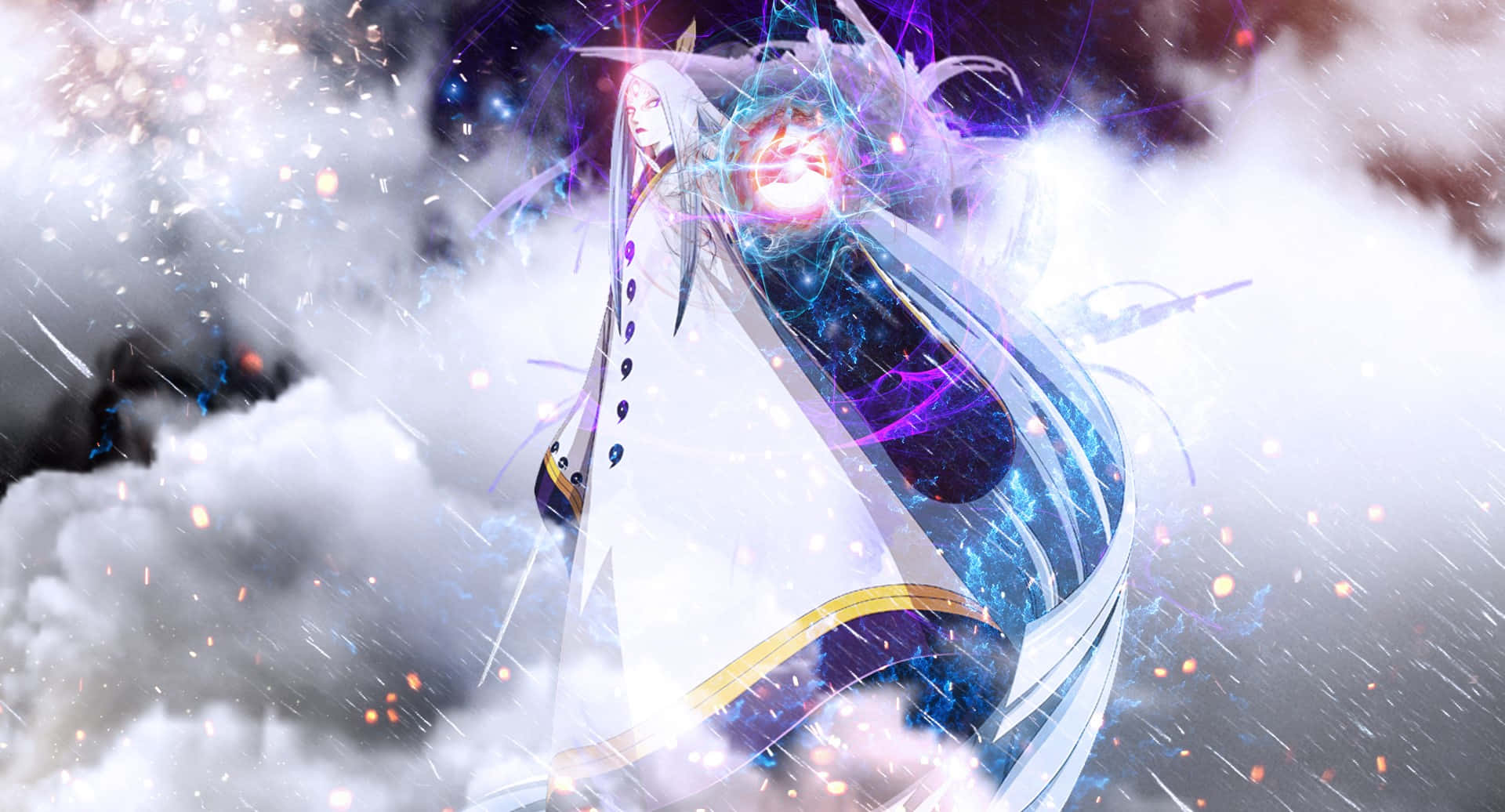 Kaguya Otsutsuki, white hair, glowing eyes, Full HD Desktop Wallpaper