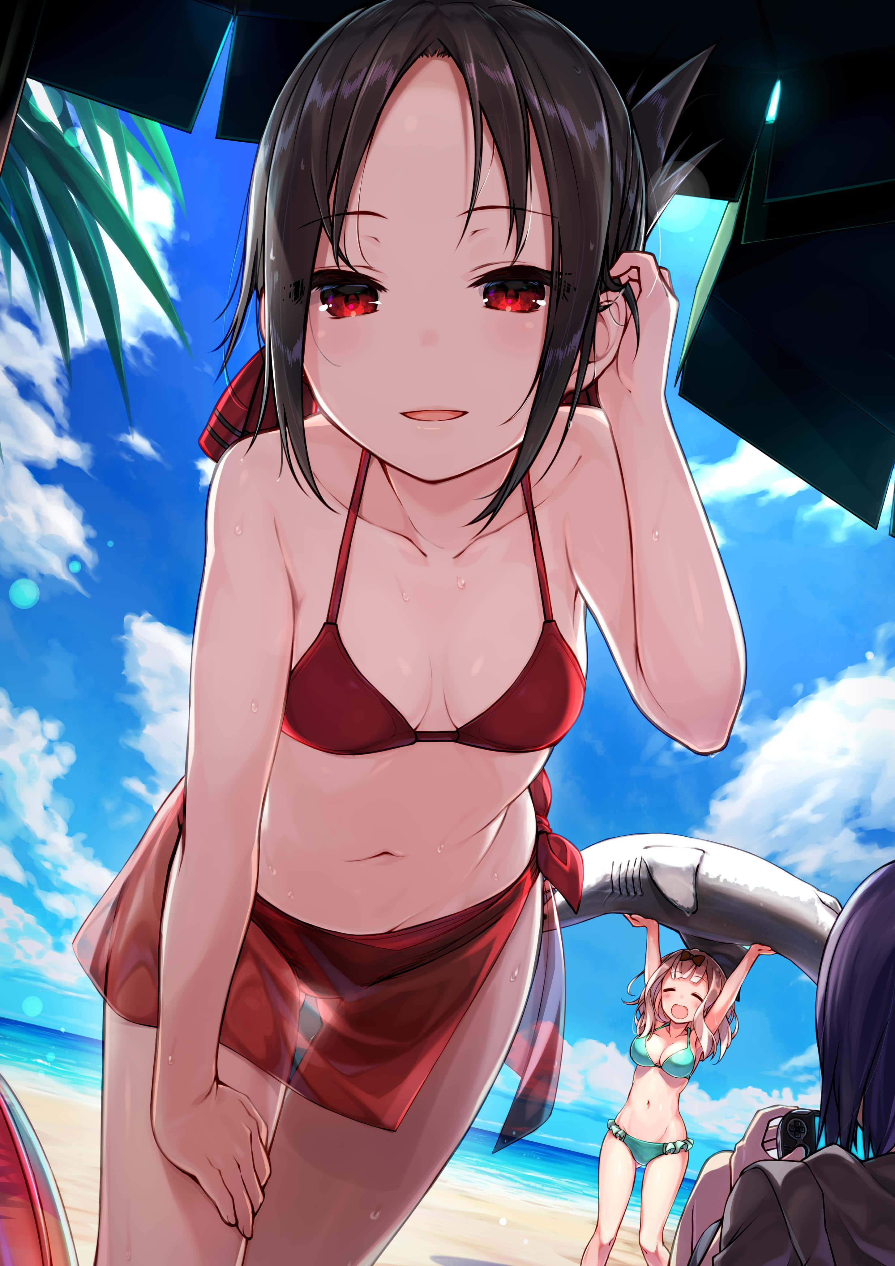 Kaguya Sama Love Is War, Kaguya, red bikini, 4K Phone Wallpaper