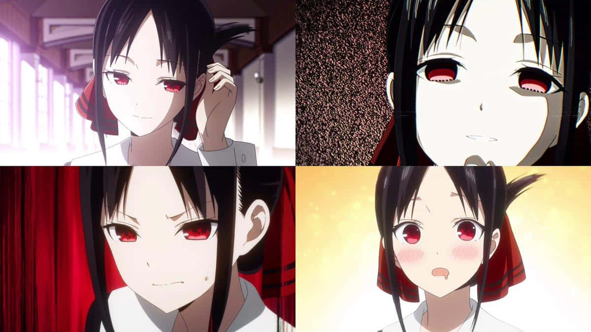 Kaguya Sama Love Is War, black hair, red eyes, SD Desktop Wallpaper
