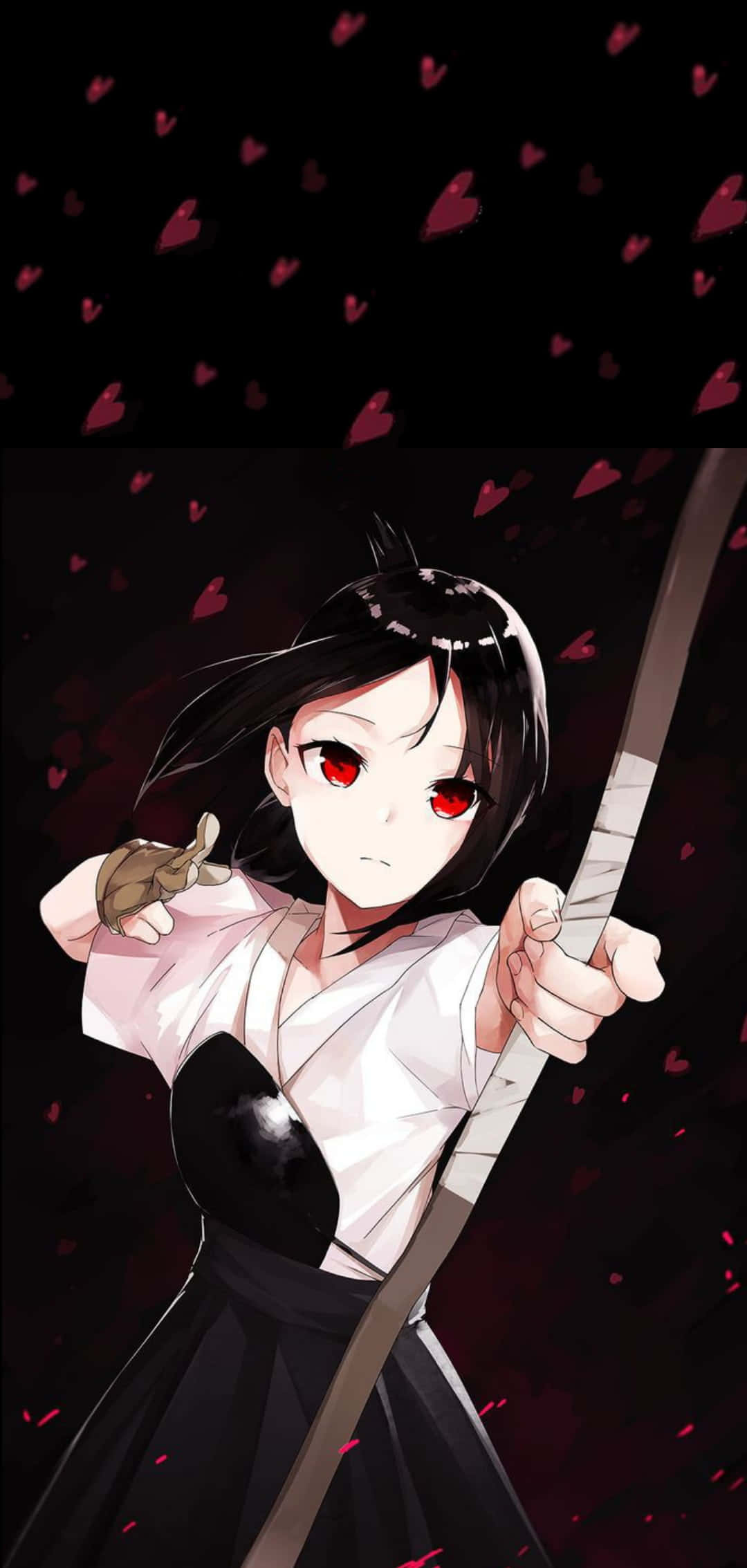 Kaguya Sama Love Is War, red eyes, black hair, Full HD Phone Wallpaper