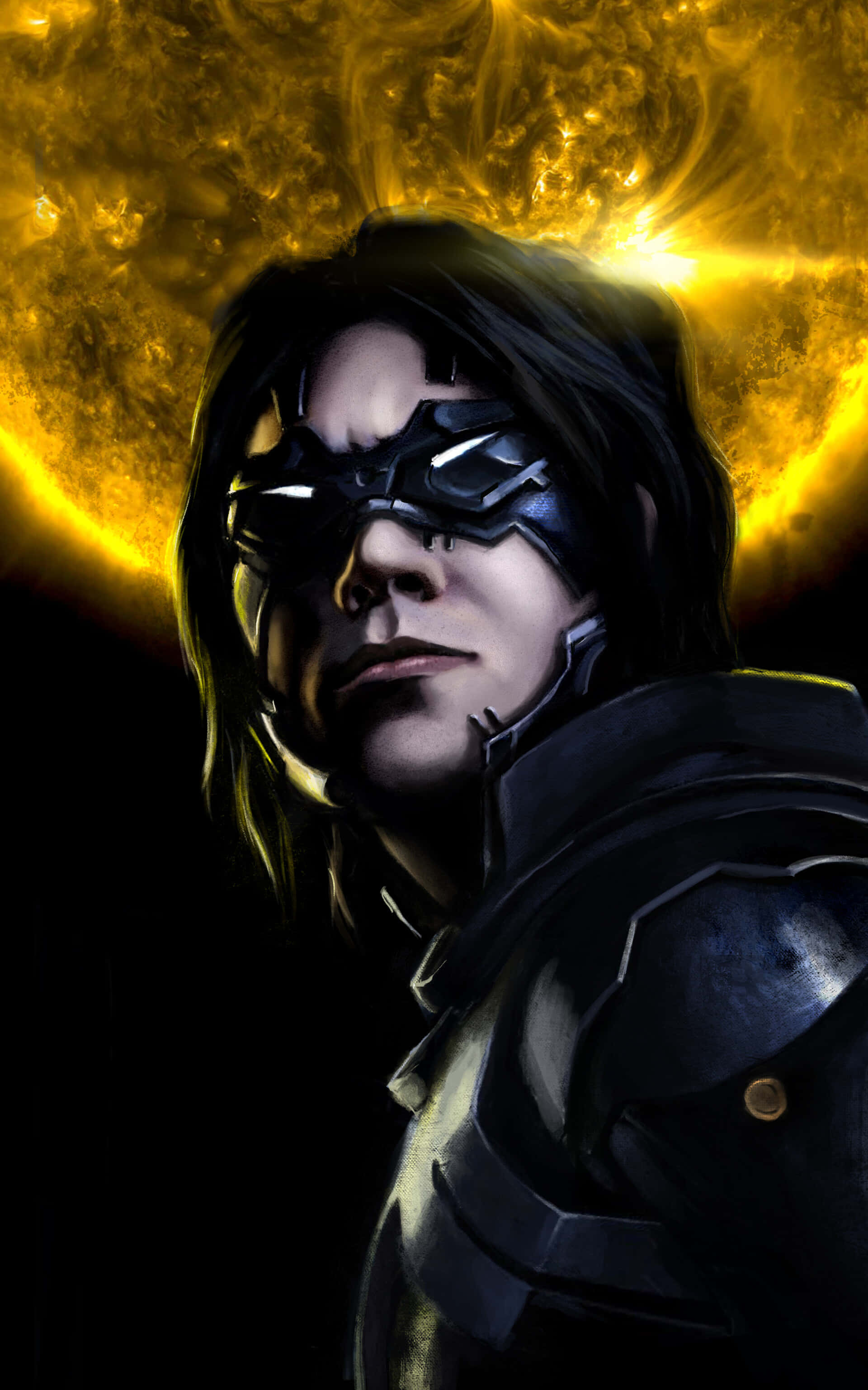 Kai Leng, dark armor, blazing golden sun, 2K Phone Wallpaper