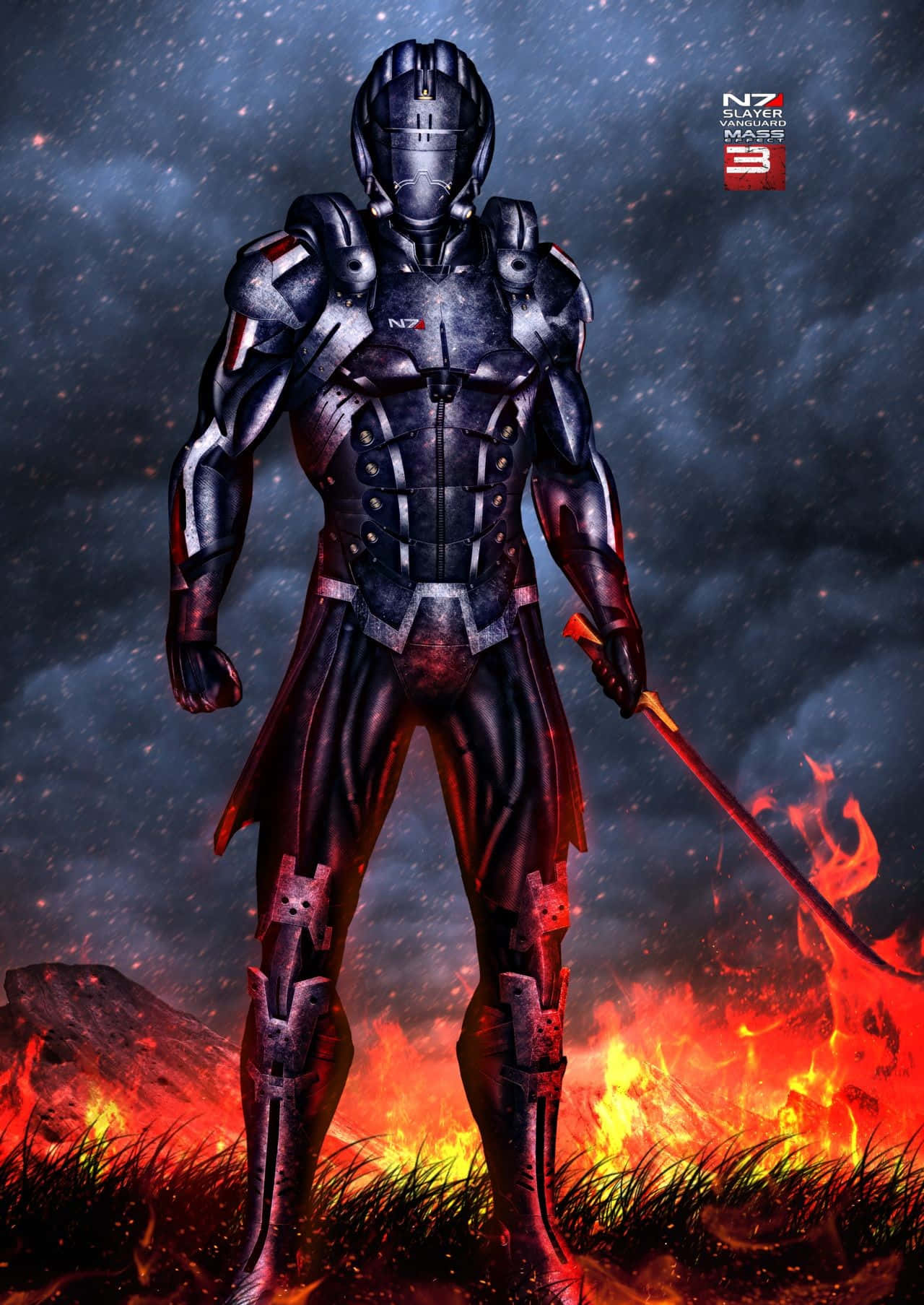 Kai Leng, glowing sword, fiery field, HD Phone Wallpaper