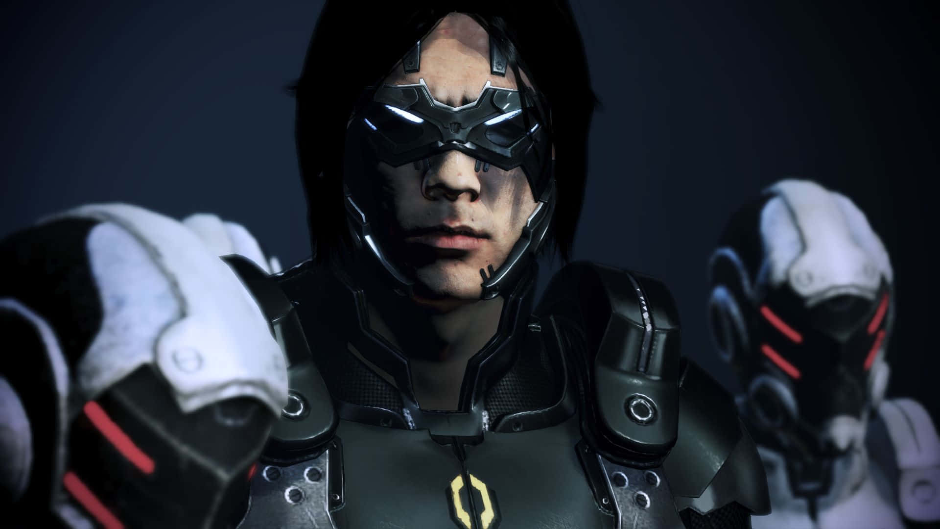 Kai Leng, black armor, glowing red accents, Full HD Desktop Wallpaper