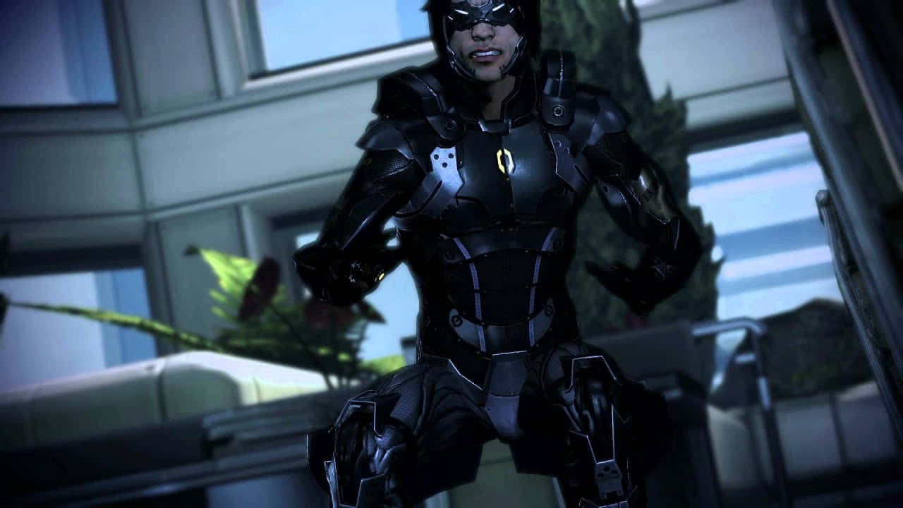 Kai Leng, black armored suit, glowing yellow emblem, HD Desktop Wallpaper