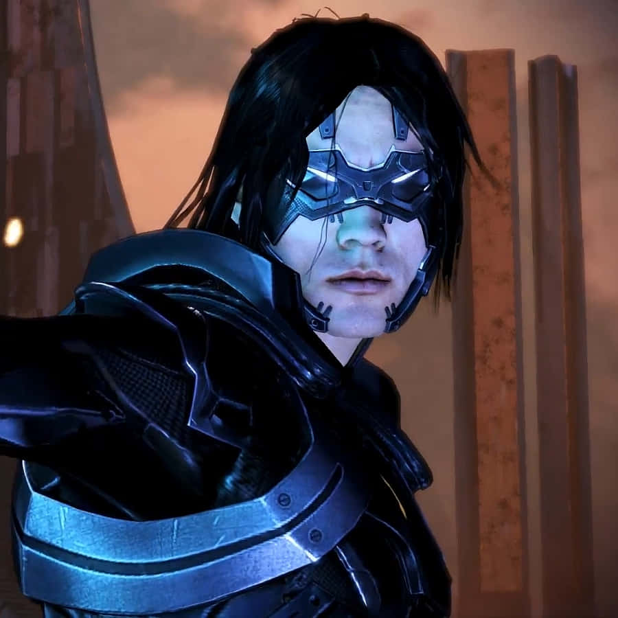 Kai Leng, sleek black armor, glowing mask, SD Desktop Wallpaper