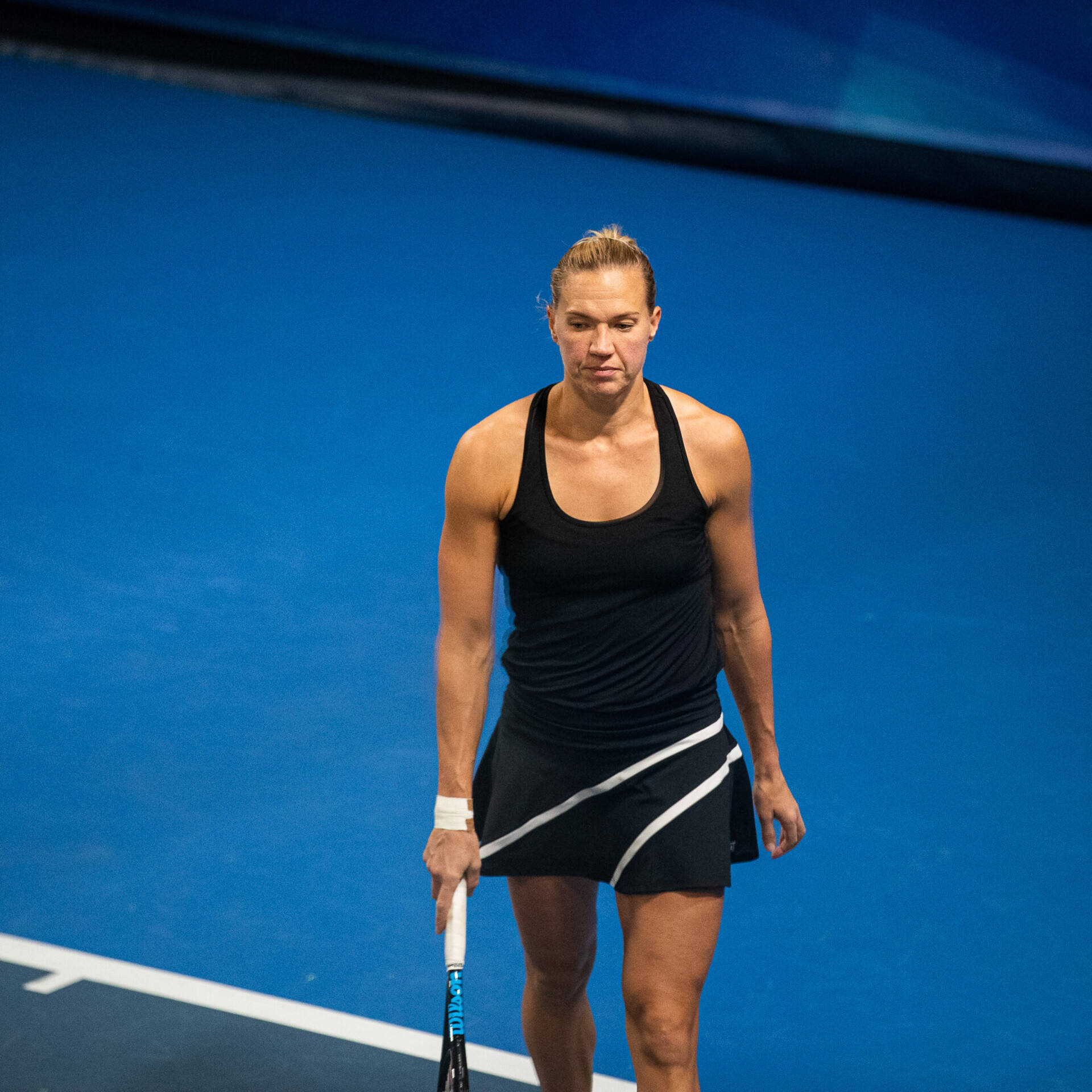 Kaia Kanepi, all-black tennis outfit, black athletic gear, Full HD Desktop Wallpaper