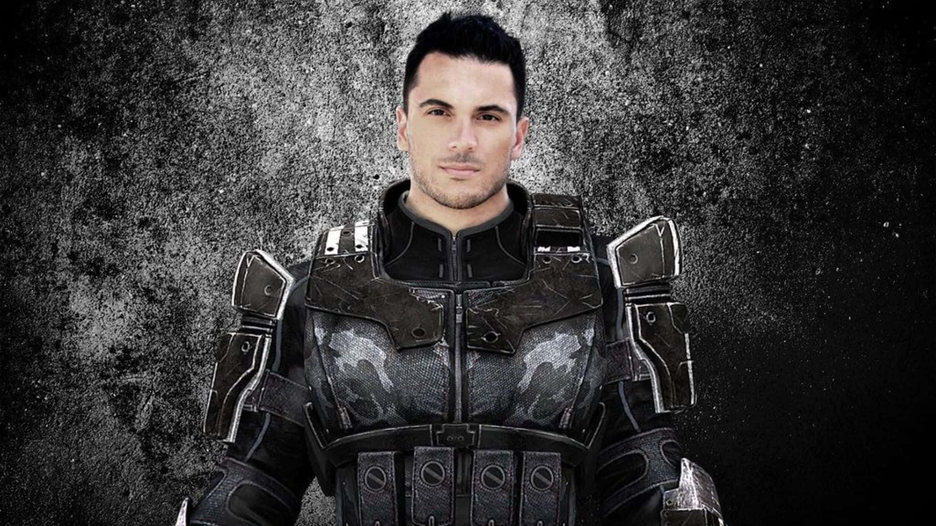 Kaidan Alenko, futuristic black armor, gritty textured wall, Full HD Desktop Wallpaper