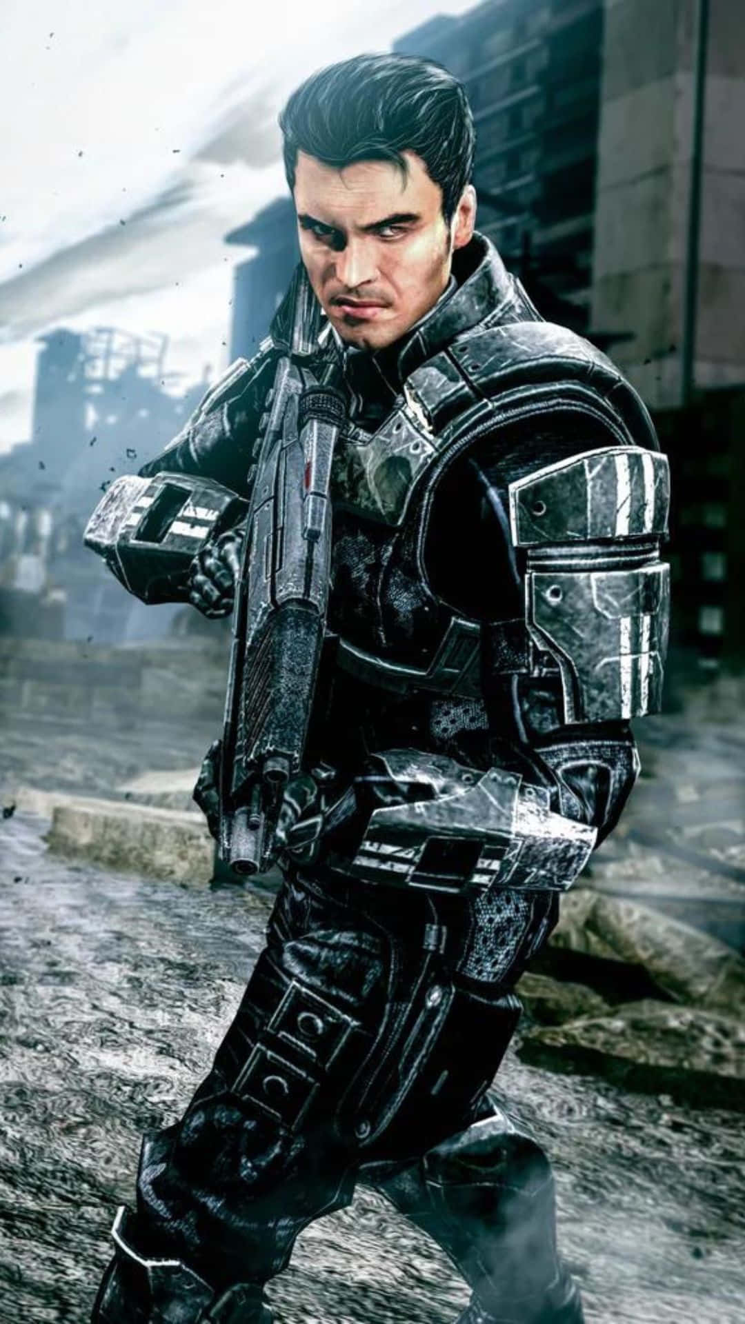 Kaidan Alenko, heavy armor, rifle, Full HD Phone Wallpaper