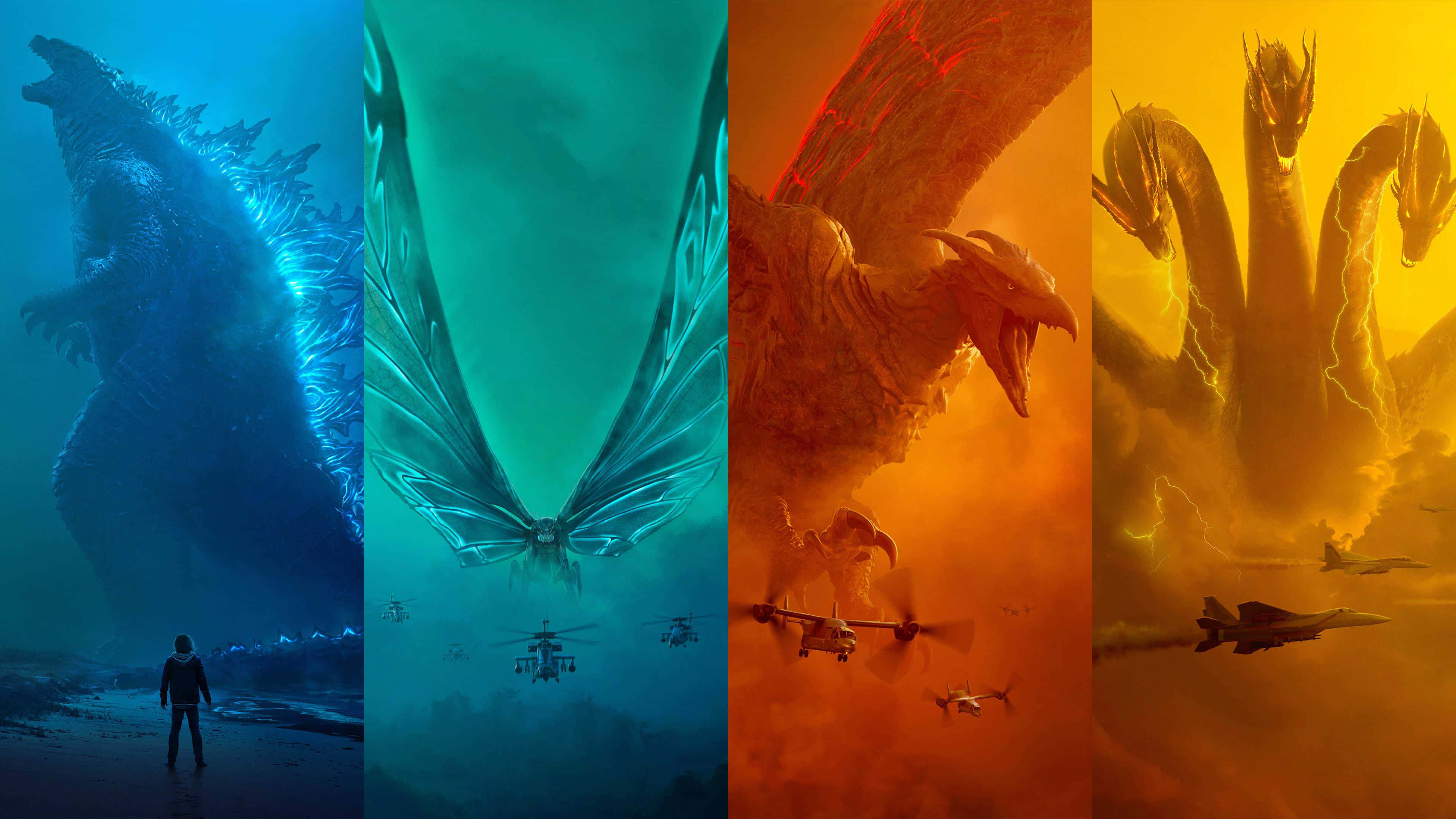 Kaiju, city, military jets, 4K Desktop Wallpaper