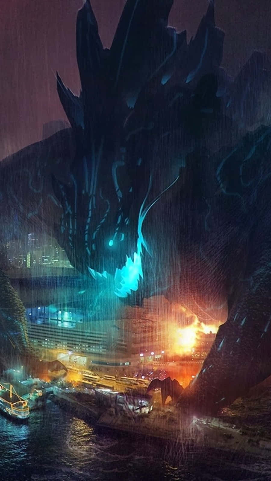 Kaiju 900, dark dragon, glowing blue eyes, HD Phone Wallpaper