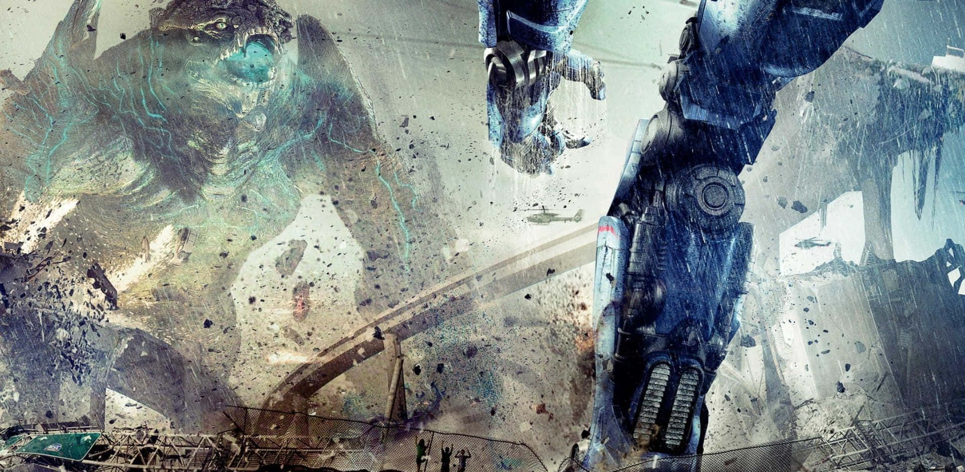 Kaiju, biomechanical monster, towering robot, Full HD Desktop Wallpaper