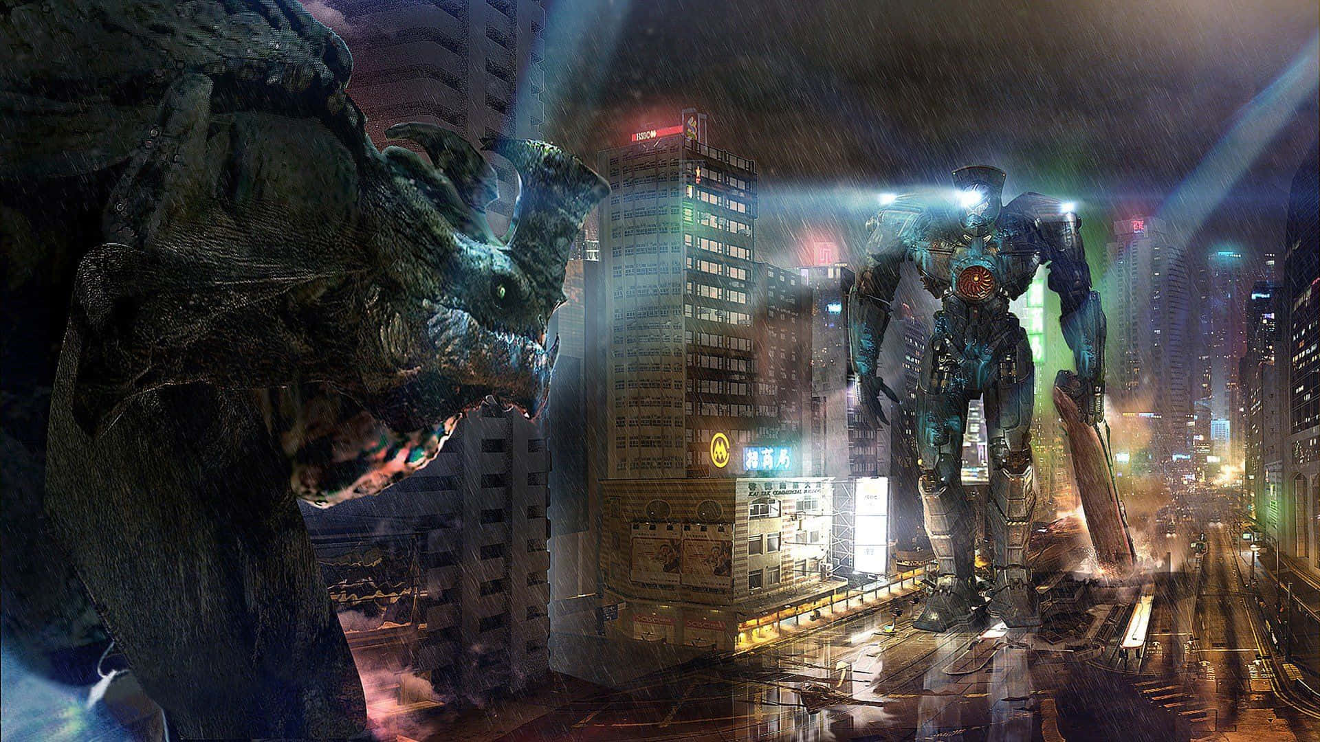 Kaiju, biomechanical monster, giant robot, Full HD Desktop Wallpaper