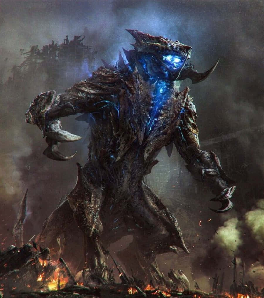 Kaiju 900, Astonishing Digital Art, glowing blue eyes, SD Phone Wallpaper