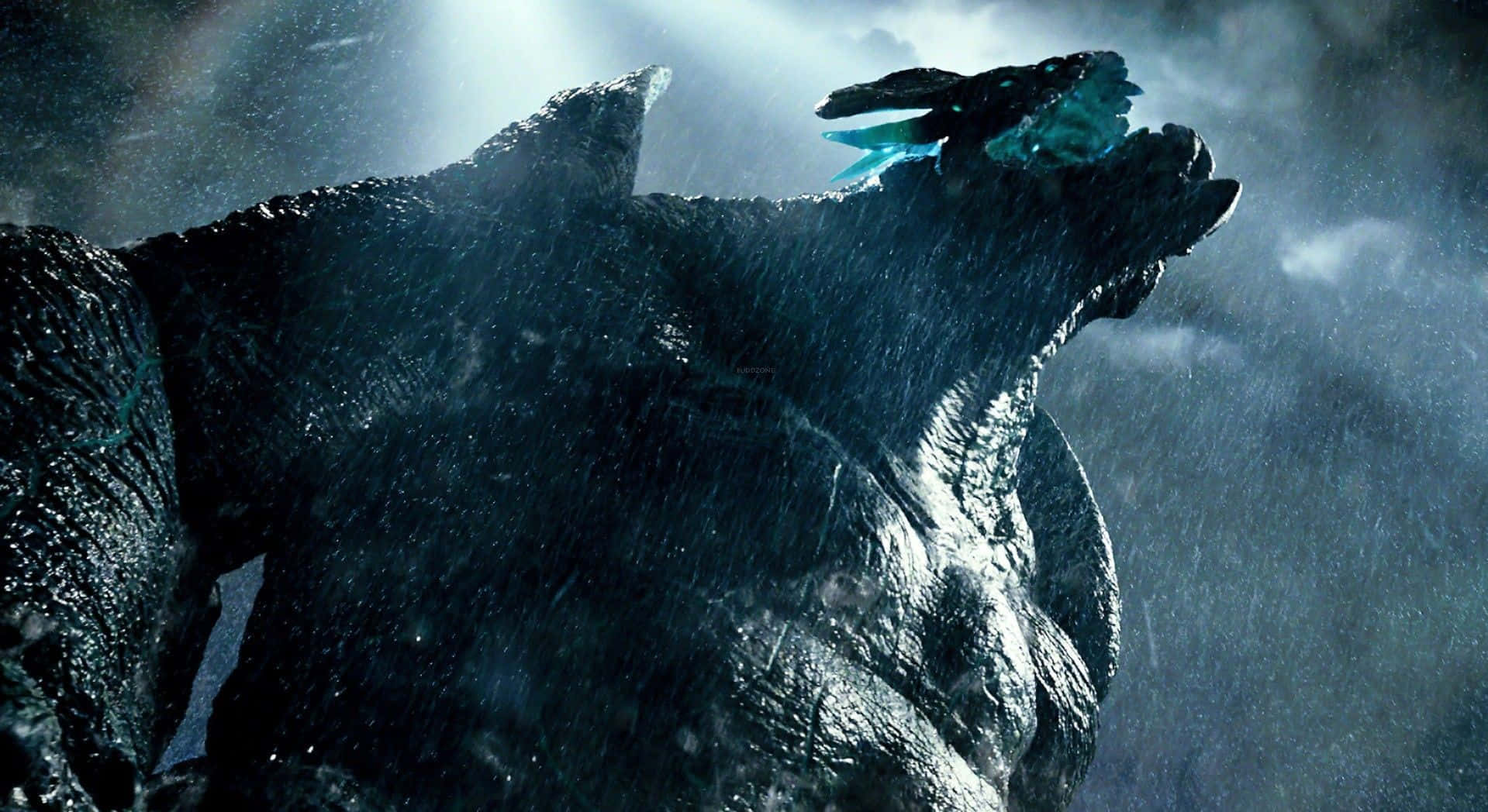 Kaiju, colossal dark monster, glowing blue eyes, HD Desktop Wallpaper