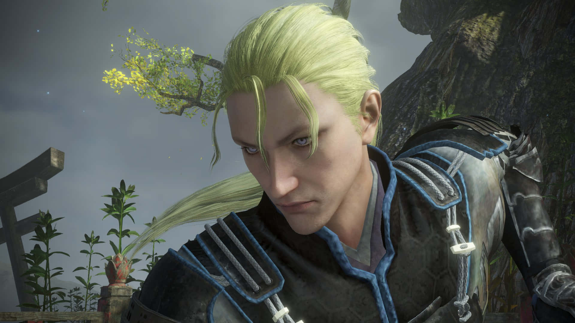 Kain Highwind, pale green hair, dark armor with blue trim, Full HD Desktop Wallpaper