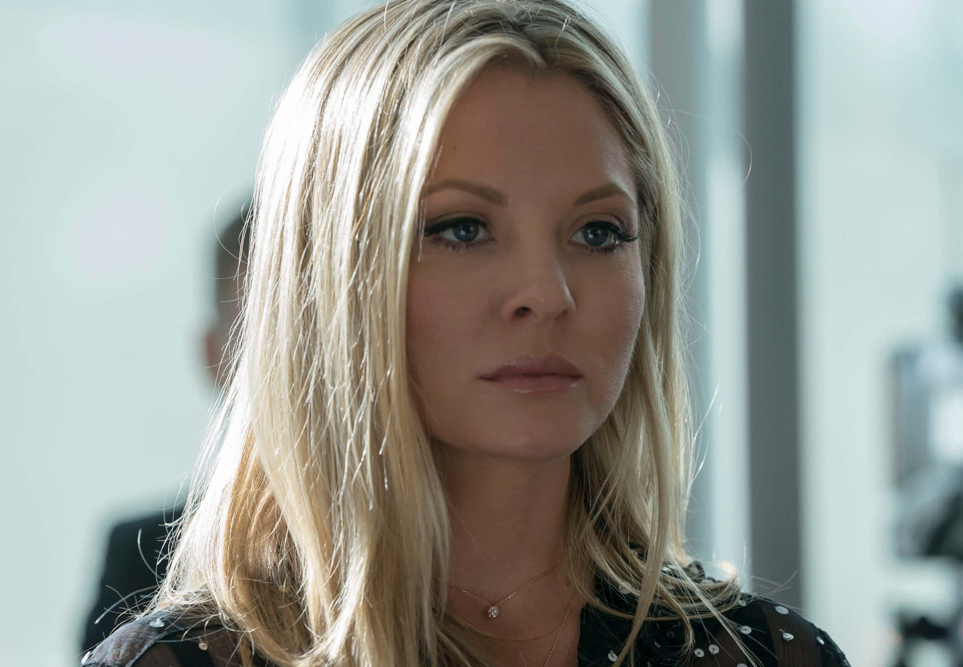 Kaitlin Doubleday, blonde woman, intense blue eyes, Full HD Desktop Wallpaper