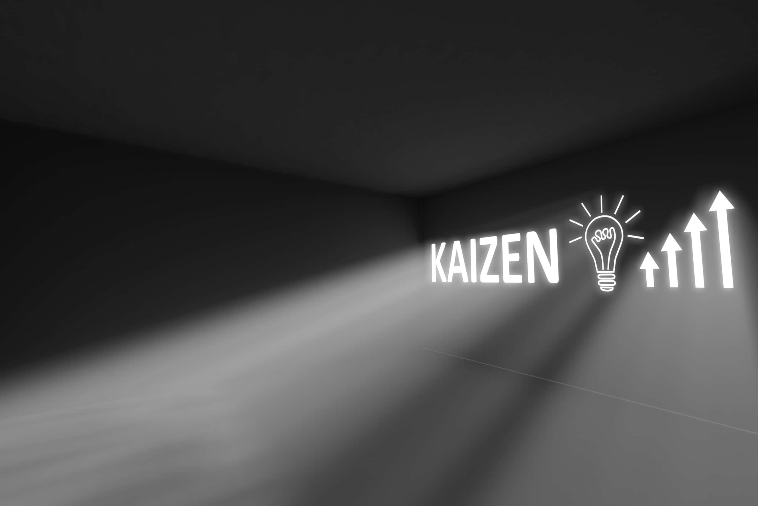 KAIZEN, glowing lightbulb, ascending arrows, 2K Desktop Wallpaper