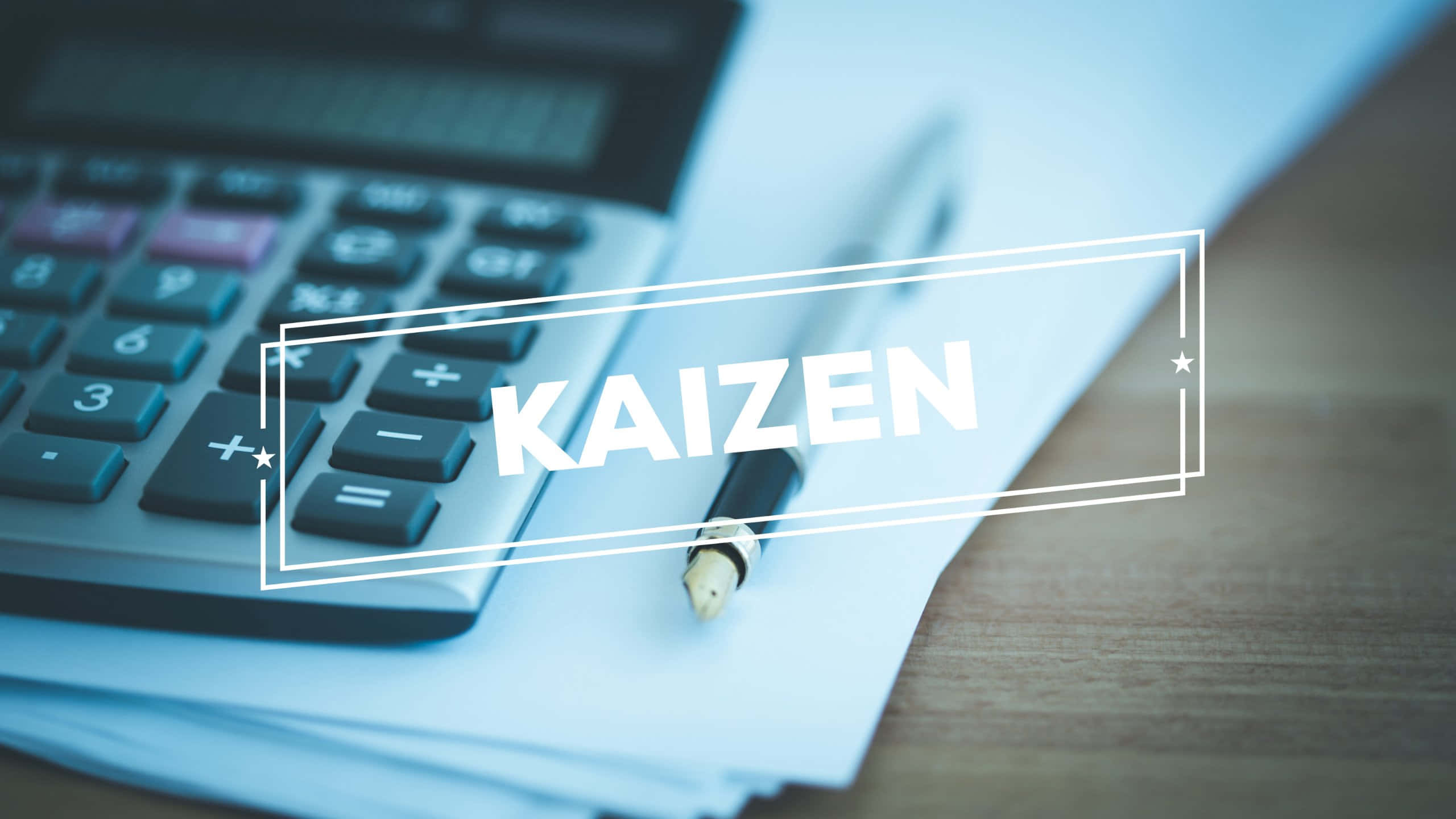 Kaizen, calculator, fountain pen, 2K Desktop Wallpaper