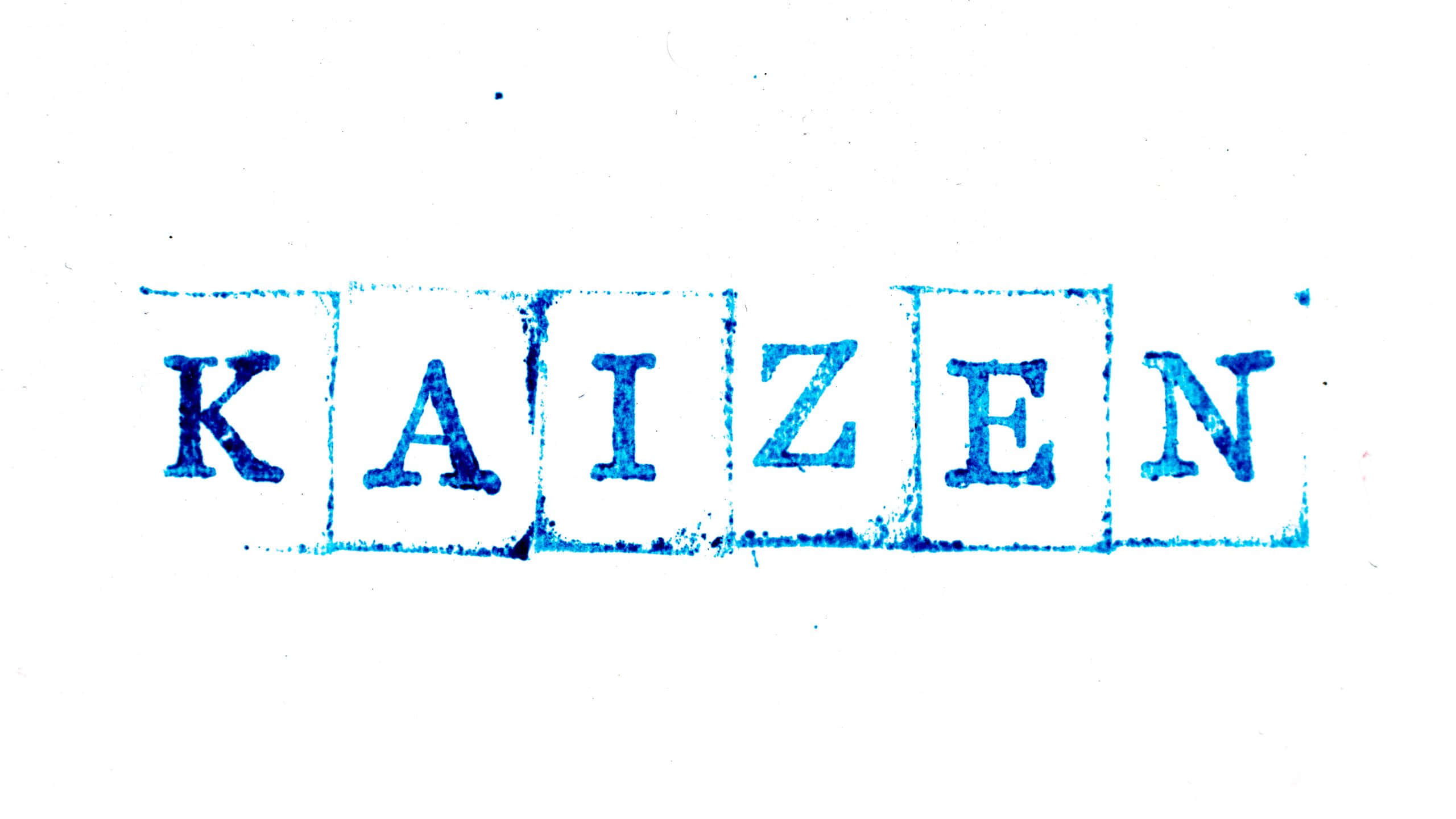 Kaizen, blue ink, stamp imprint, 2K Desktop Wallpaper