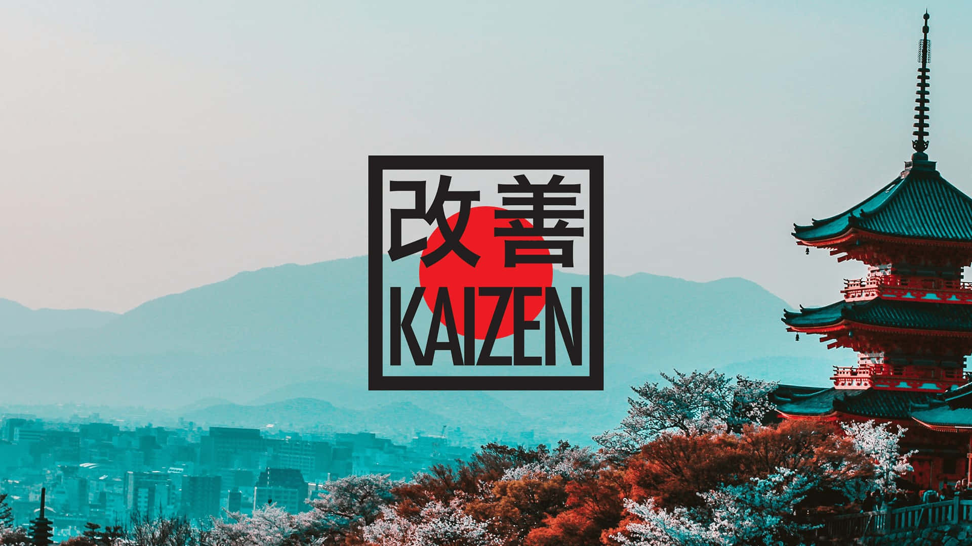 Kaizen, red sun, kanji, Full HD Desktop Wallpaper